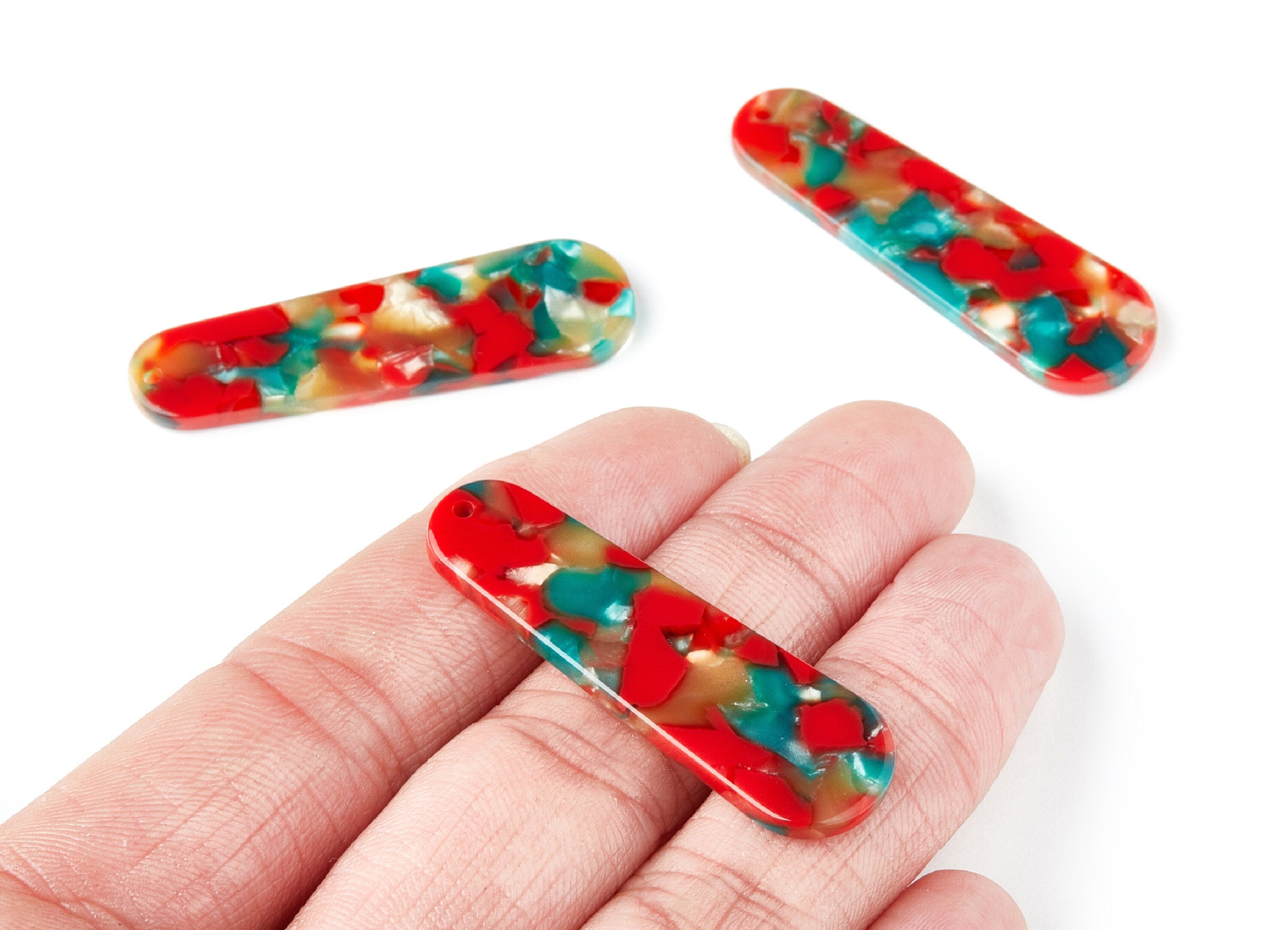 Acetate Rod Earring Charms - Rod Shaped Pendant - Earring Findings - Jewelry Supplies - Color Code: A46 - 44.73x13.74x2.78mm - AC1380E - DOMEDBAZAAR