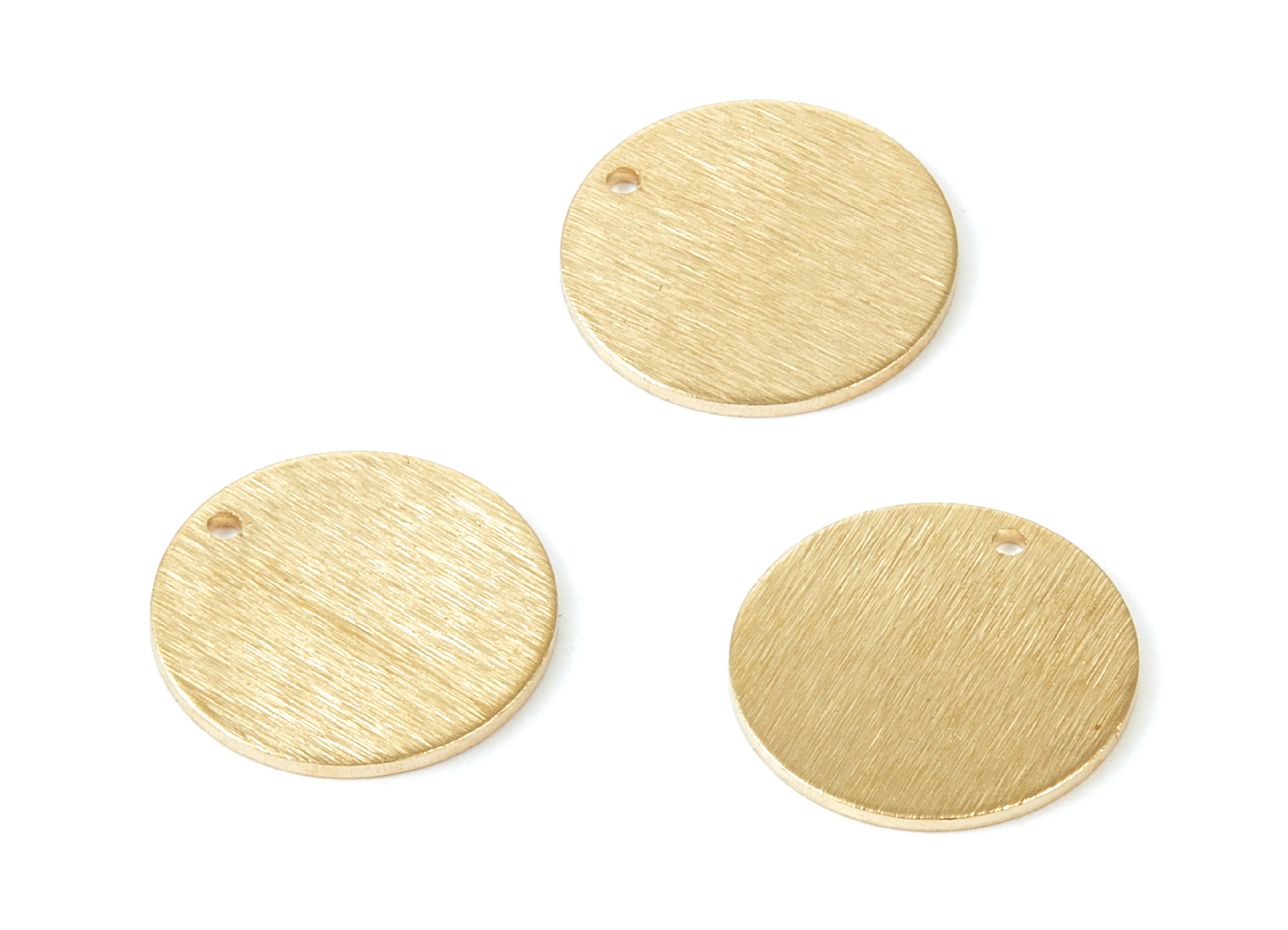 Brass Round Charms - Rough Textured Raw Brass Pendant - Earring Findings - Jewelry Supplies - 18,03x18,03x1mm - PP1835 - DOMEDBAZAAR