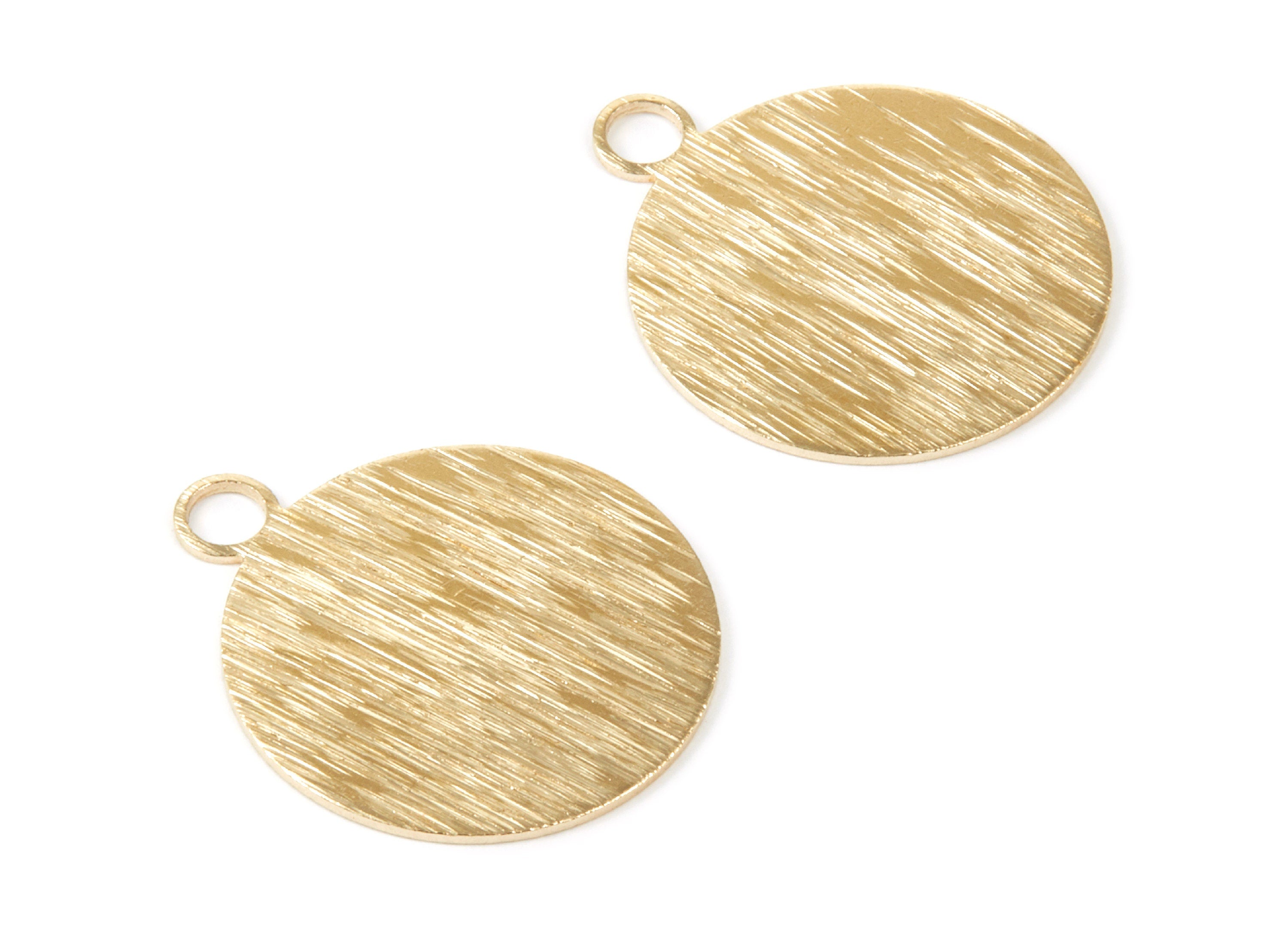 Brass Round Charms - Rough Textured Raw Brass Pendant - Earring Findings - Jewelry Supplies - 29,92x25x0,84mm - PP2083 - DOMEDBAZAAR