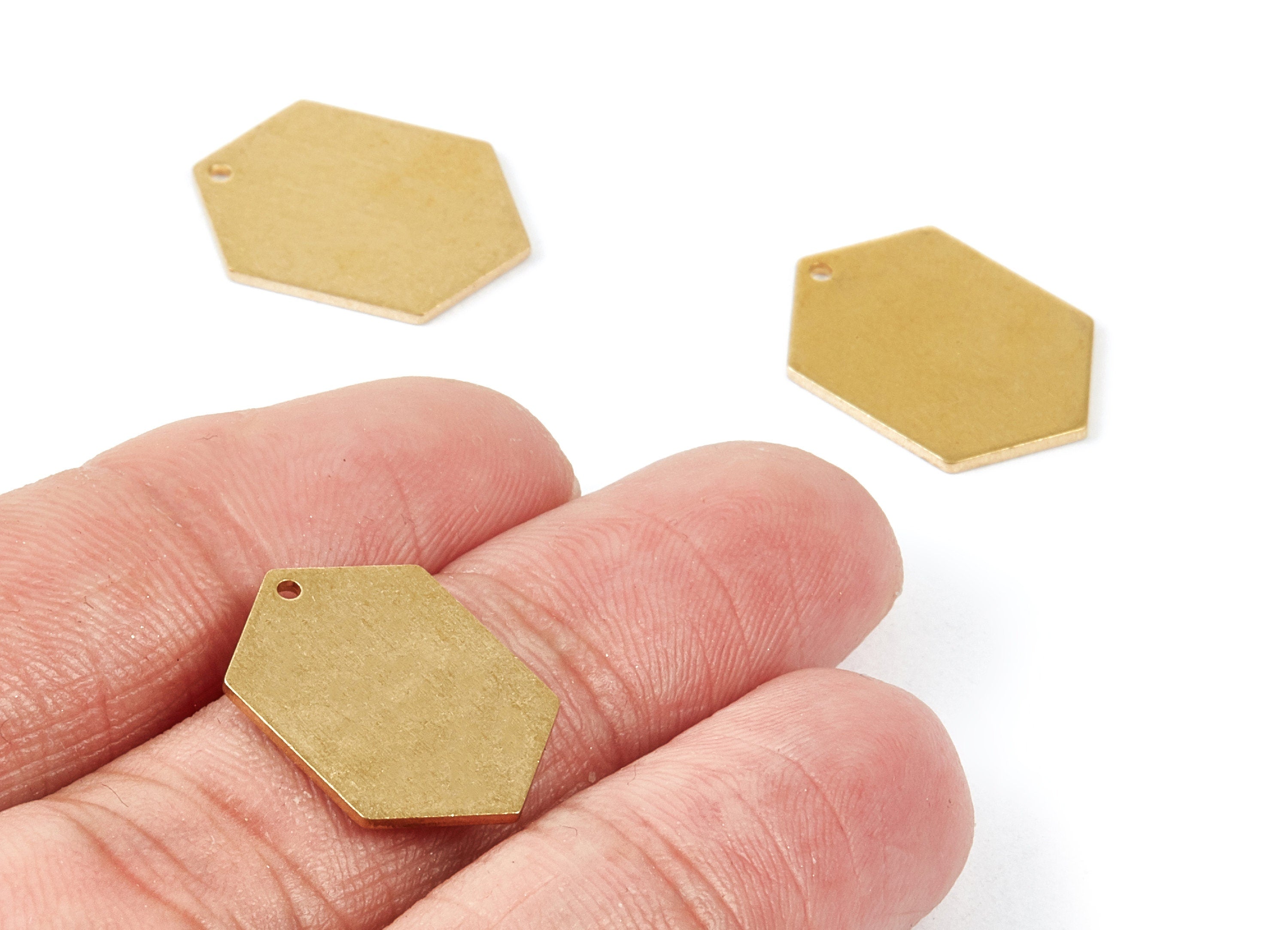 Personalized stamping blank - Brass Hexagon Charms - Hexagon Raw Brass pendant - Earring Findings - Jewelry Supplies - 20x13,8x1mm - PP2136 - DOMEDBAZAAR