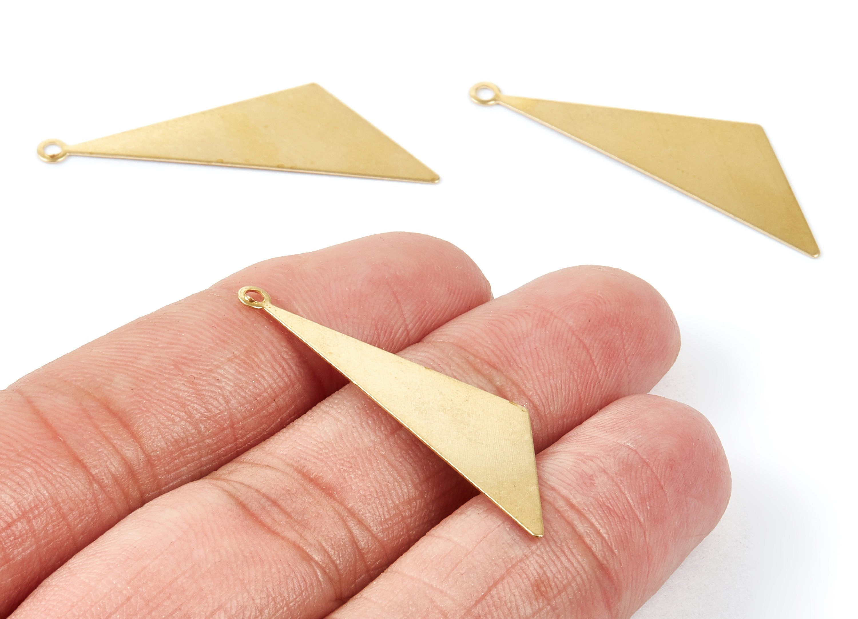 Brass Triangle Charms - Raw Brass Triangle Pendant - Earring Finddings - Jewelry Supplies - 40x12x0,39mm - PP1928 - DOMEDBAZAAR