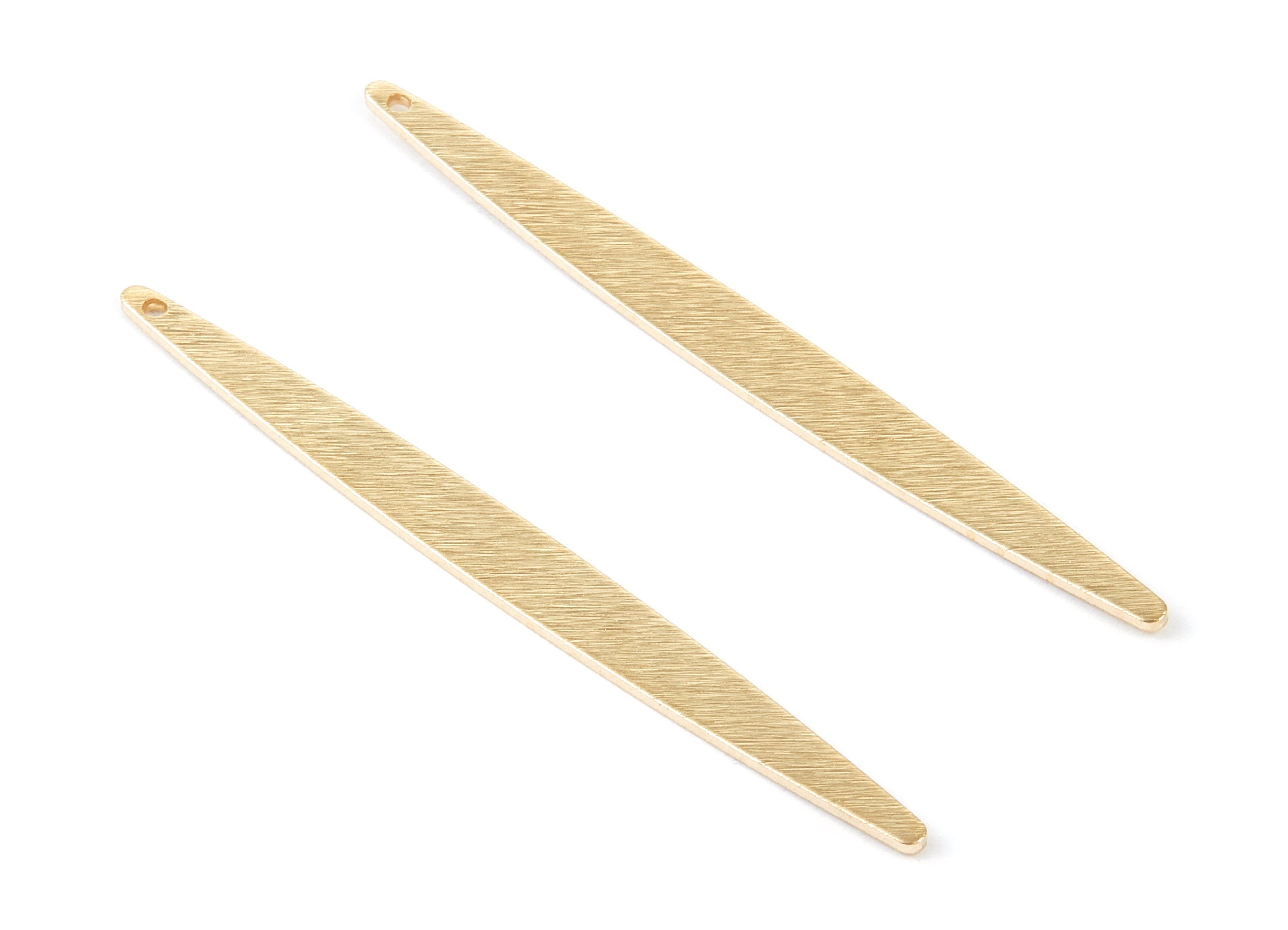 Brass Strip Shaped Charms - Raw Brass Textured Strip Shaped Pendants - Earring Findings - Jewelry Supplies - 62x5,5x1mm - PP2017 - DOMEDBAZAAR