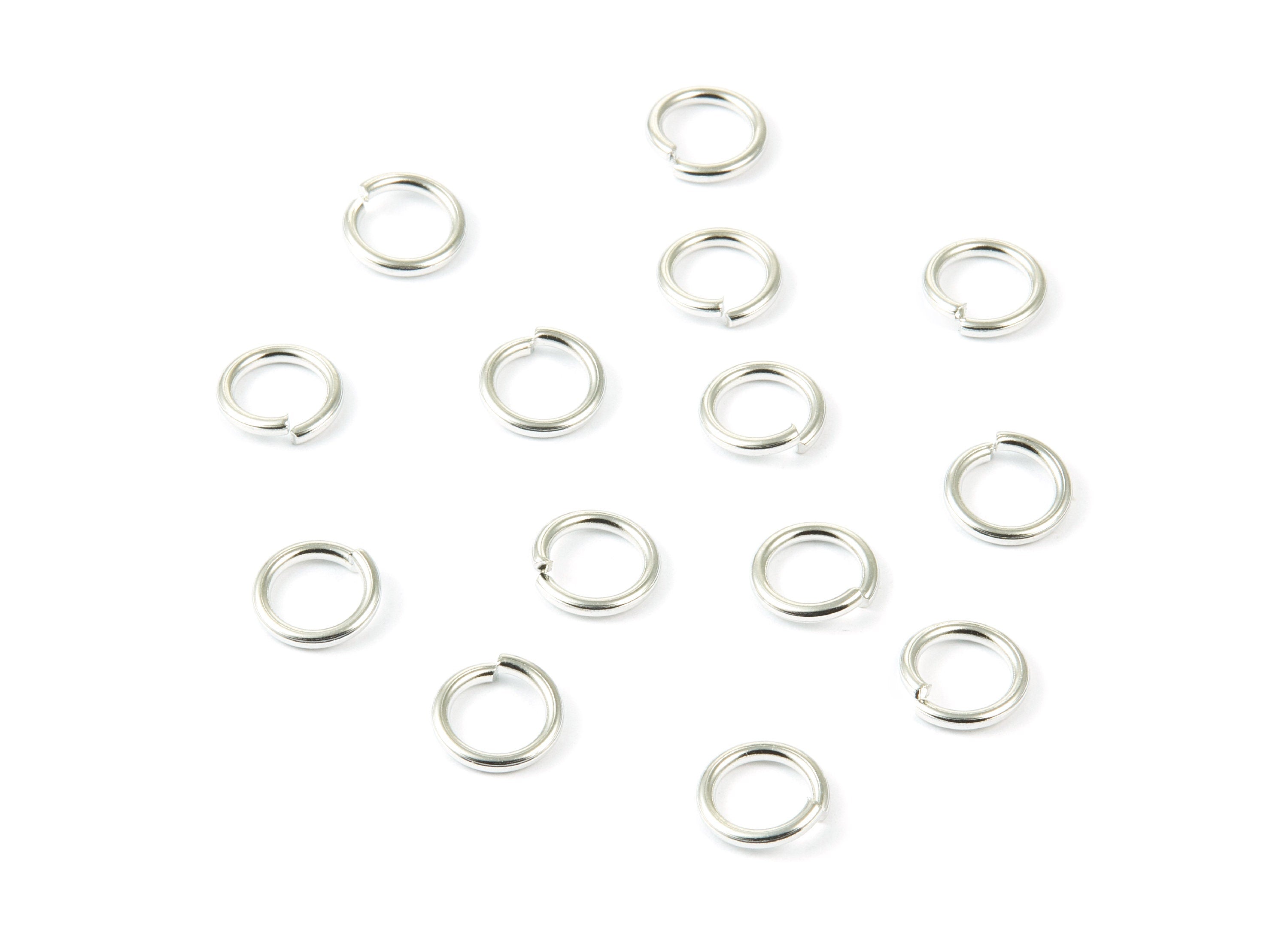 Brass Open Jump Rings - 10x1.5mm - Silver Tone Plated - Brass Open Jump Rings - Jewellery Supplies - PP1620S - DOMEDBAZAAR