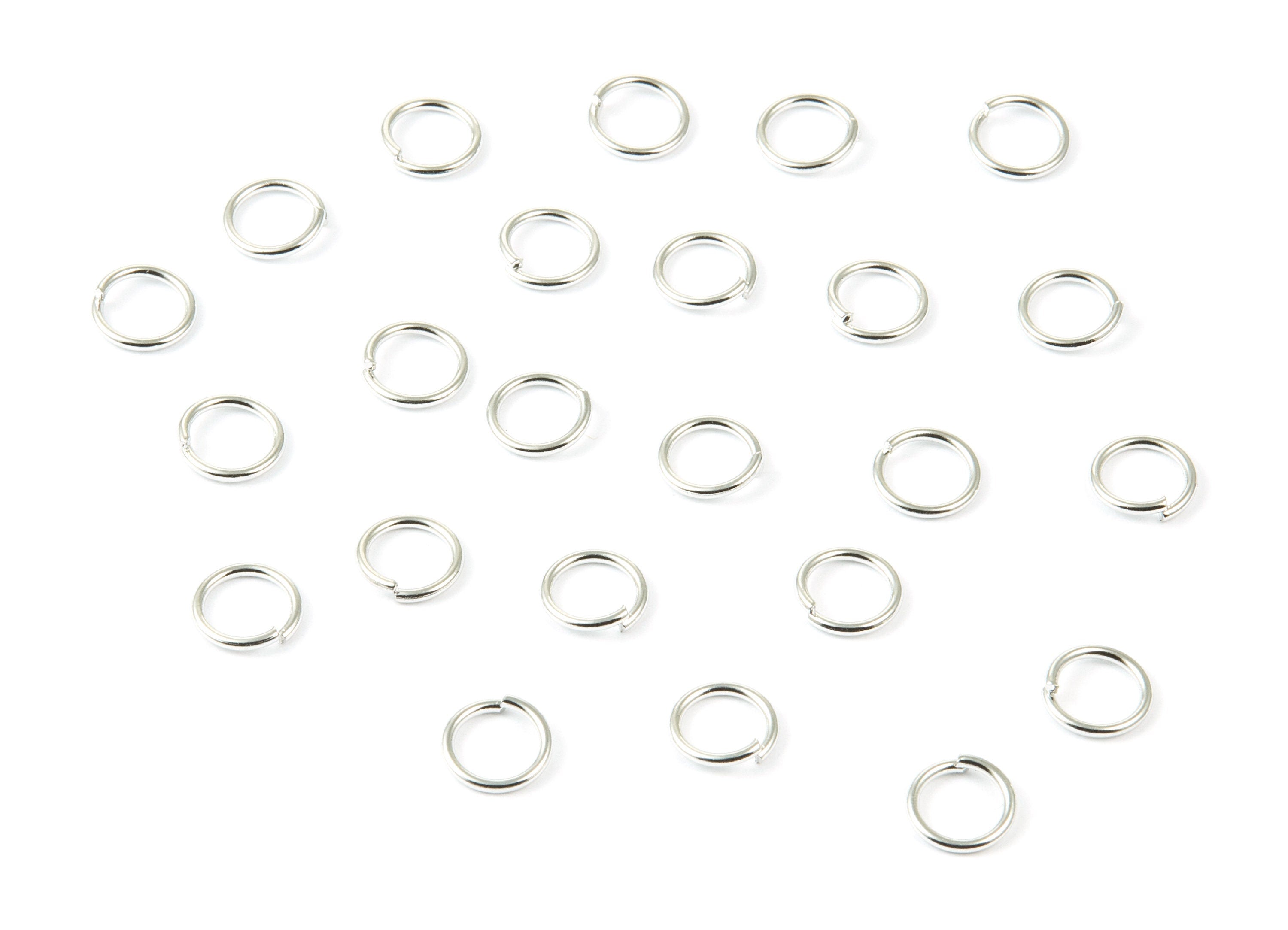 Brass Open Jump Rings - 8x1mm - Silver Tone Plated - Brass Open Jump Rings - Jewelry Supplies - PP1604S - DOMEDBAZAAR