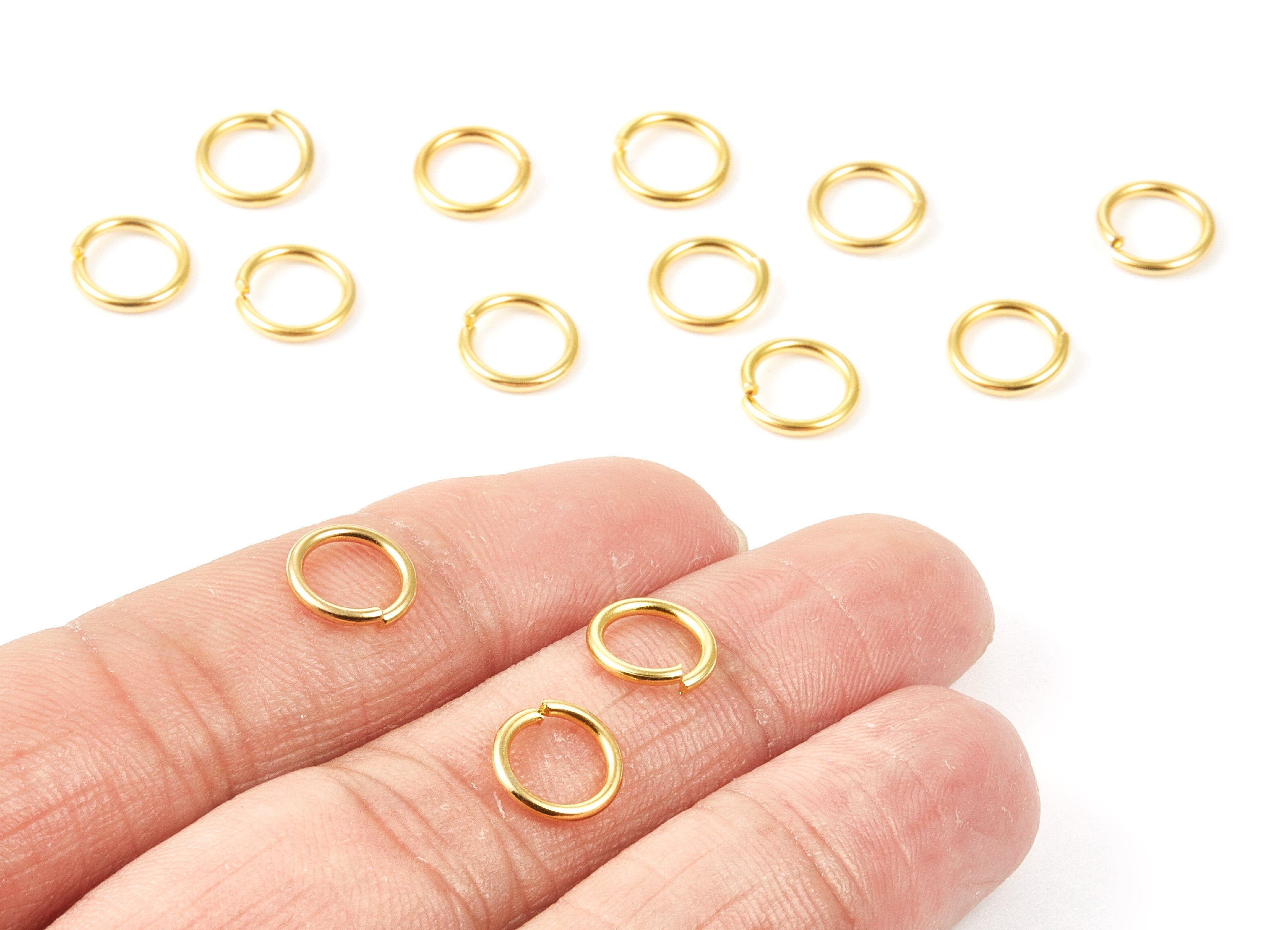 Brass Open Jump Rings - 9x1.2mm -  Gold Tone Plated - Brass Open Jump Rings - Jewelry Supplies - PP1576G - DOMEDBAZAAR