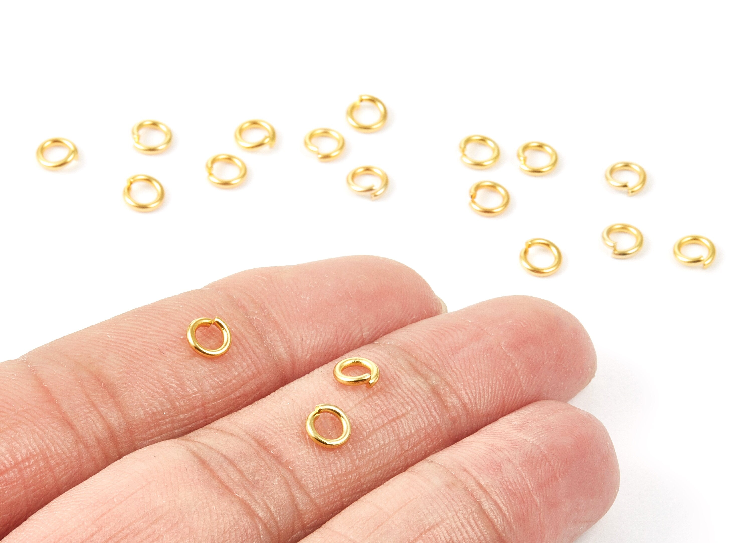 Brass Open Jump Rings - 5x1mm - Gold Tone Plated - Brass Open Jump Rings - Jewelry Supplies - PP1618G - DOMEDBAZAAR