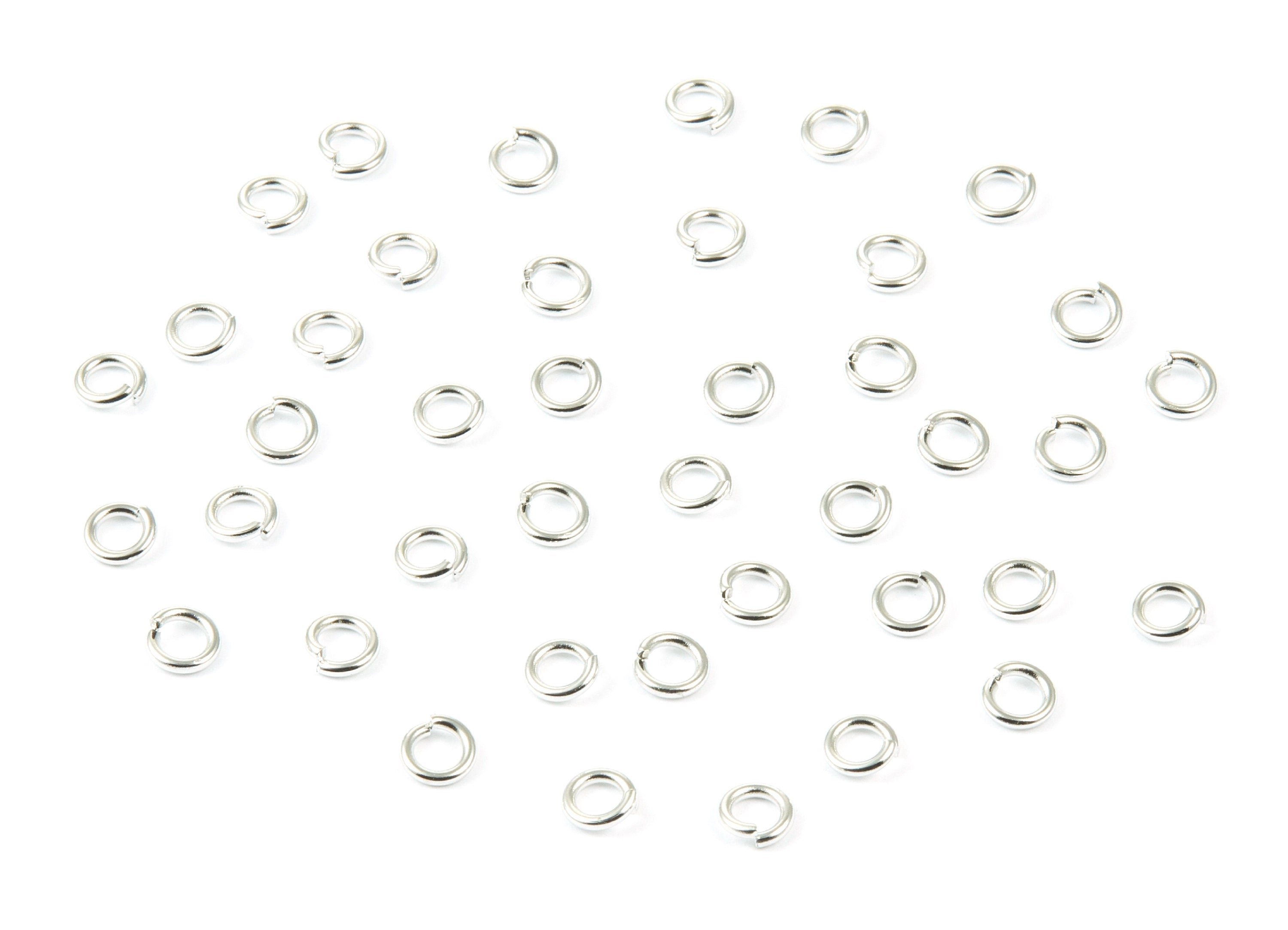 Brass Open Jump Rings - 5x1mm - Silver Tone Plated - Brass Open Jump Rings - Jewelry Supplies - PP1618S - DOMEDBAZAAR