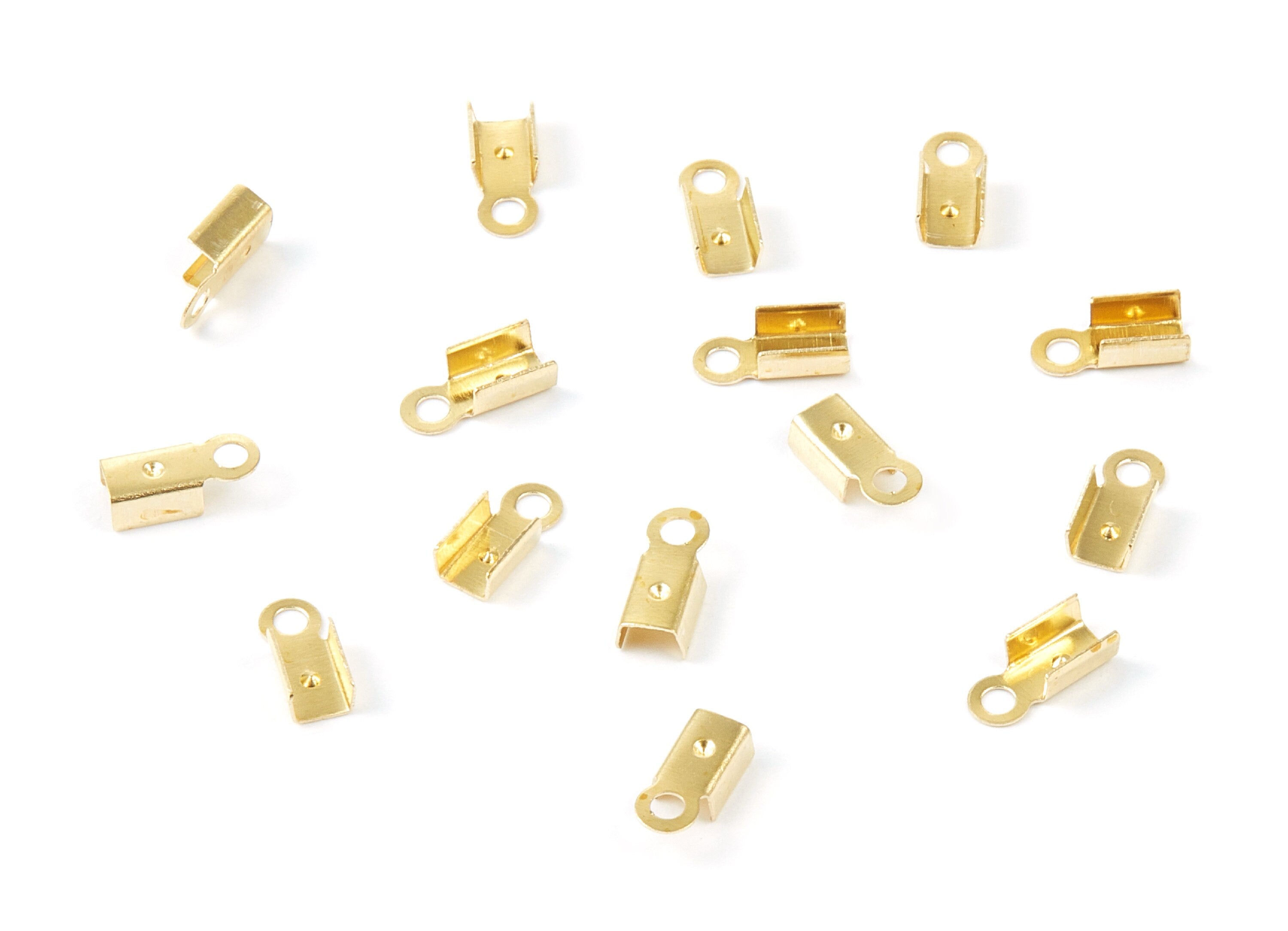 Brass Cord End Clasp - 100Pcs - Raw Brass Cord End Clasp - Jewelry Supplies - 8.7x3.85x0.36mm - PP1724 - DOMEDBAZAAR