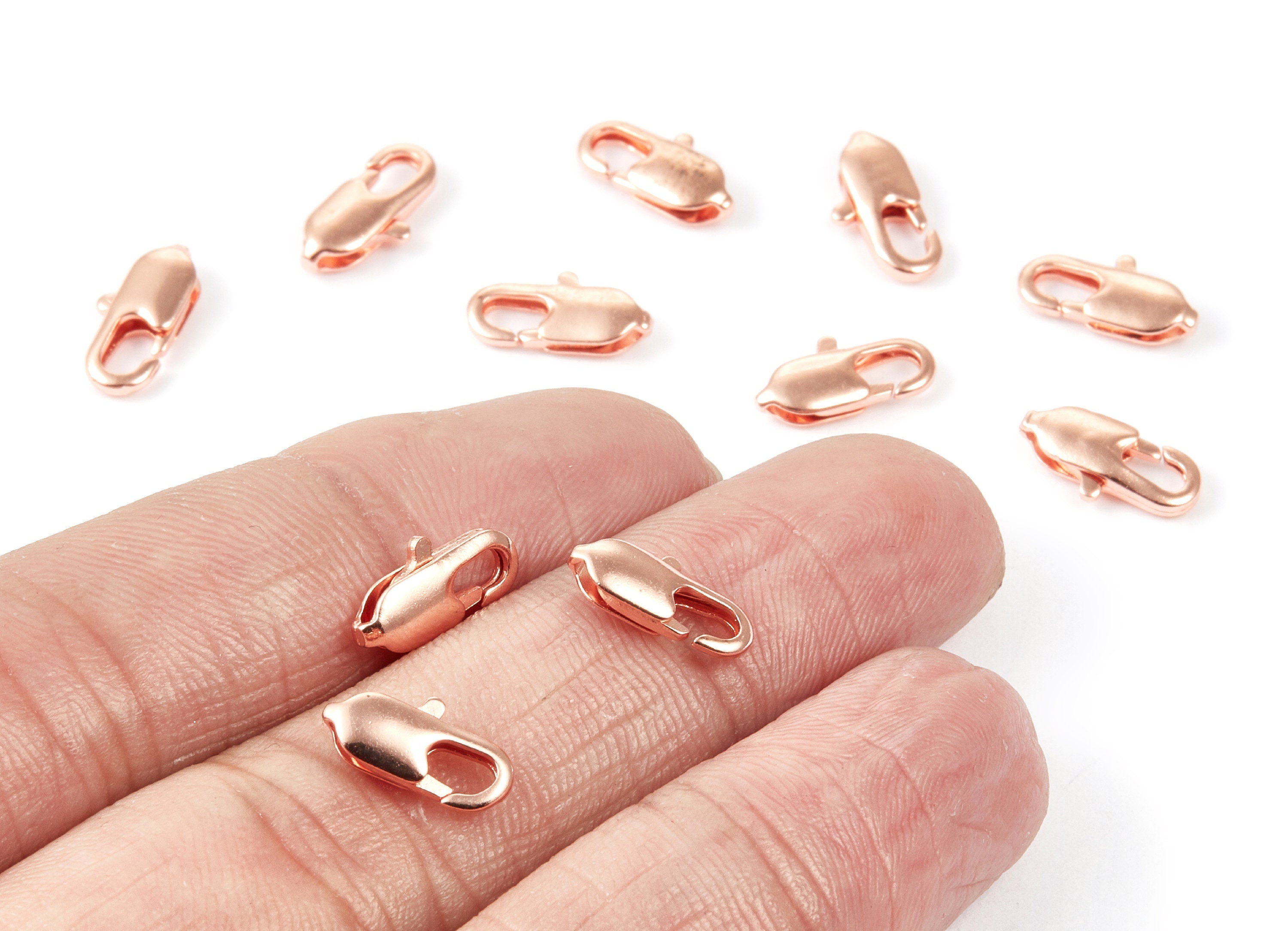 Brass Parrot Clasp - 802 Rose Tone Plated Brass Lobster Claw Clasps - Jewelry Supplies - 11,84x5,7mm - PP1660R - DOMEDBAZAAR