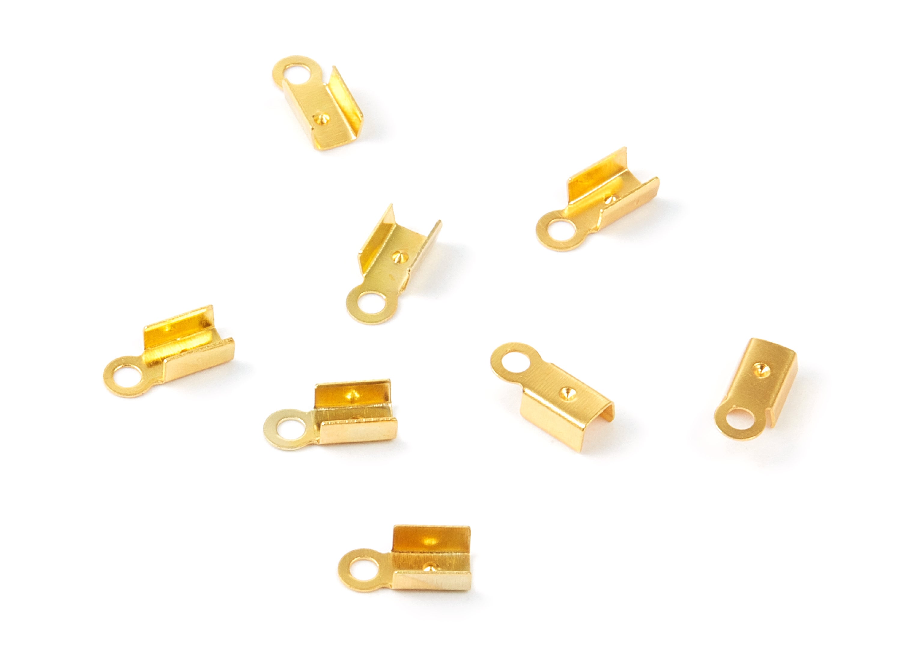 Brass Cord End Clasp - 100Pcs - Gold Tone Plated Brass Cord End Clasp - Jewelry Supplies - 8.7x3.85x0.36mm - PP1724G - DOMEDBAZAAR