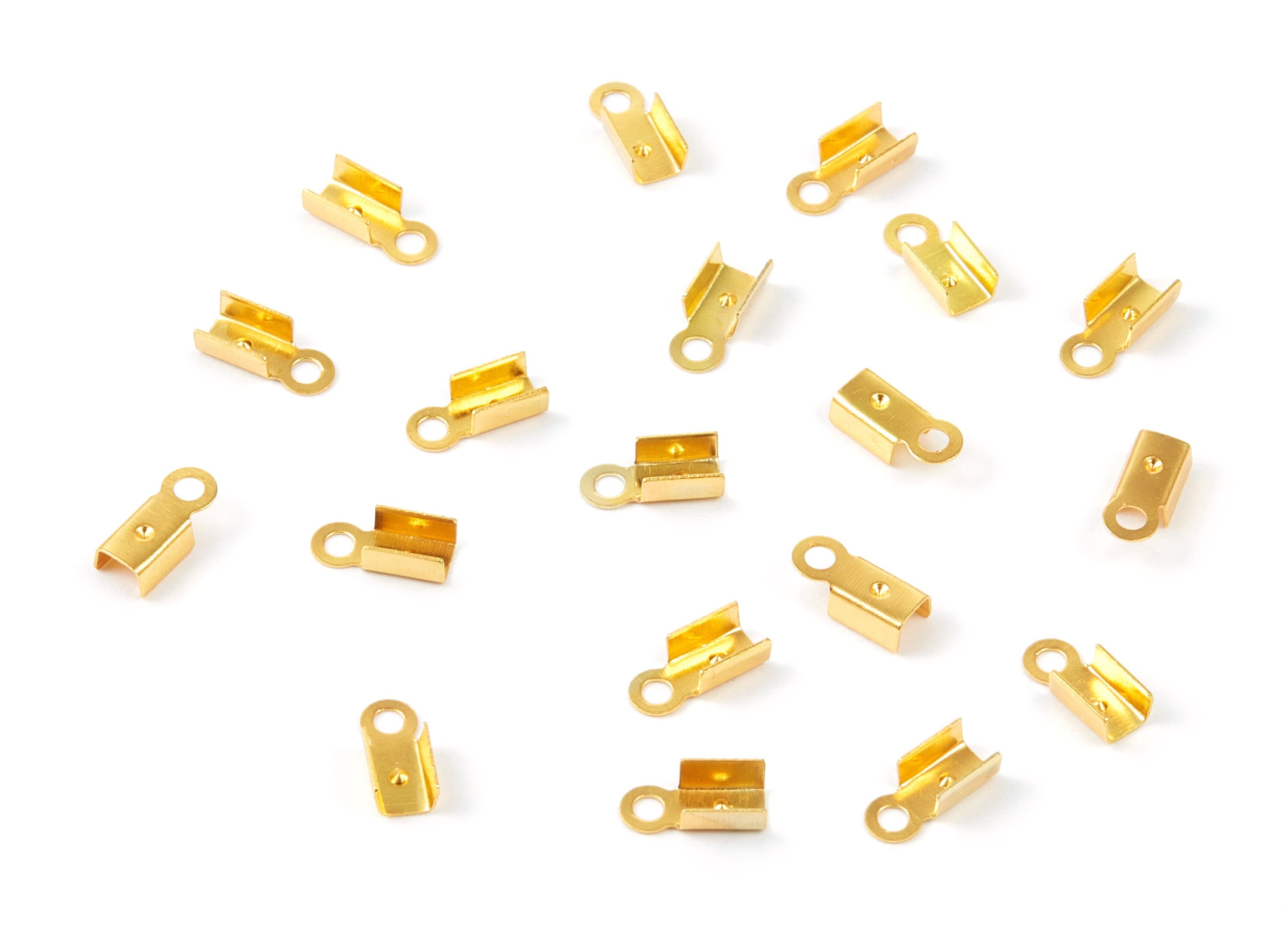 Brass Cord End Clasp - 100Pcs - Gold Tone Plated Brass Cord End Clasp - Jewelry Supplies - 8.7x3.85x0.36mm - PP1724G - DOMEDBAZAAR