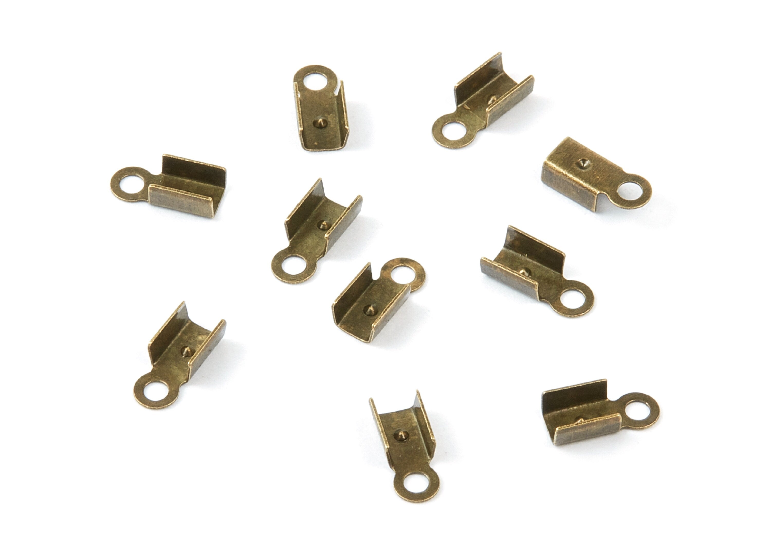 Brass Cord End Clasp - 100Pcs - Antique Bronze Tone Plated Brass Cord End Clasp - Jewelry Supplies - 8.7x3.85x0.36mm - PP1724AB - DOMEDBAZAAR