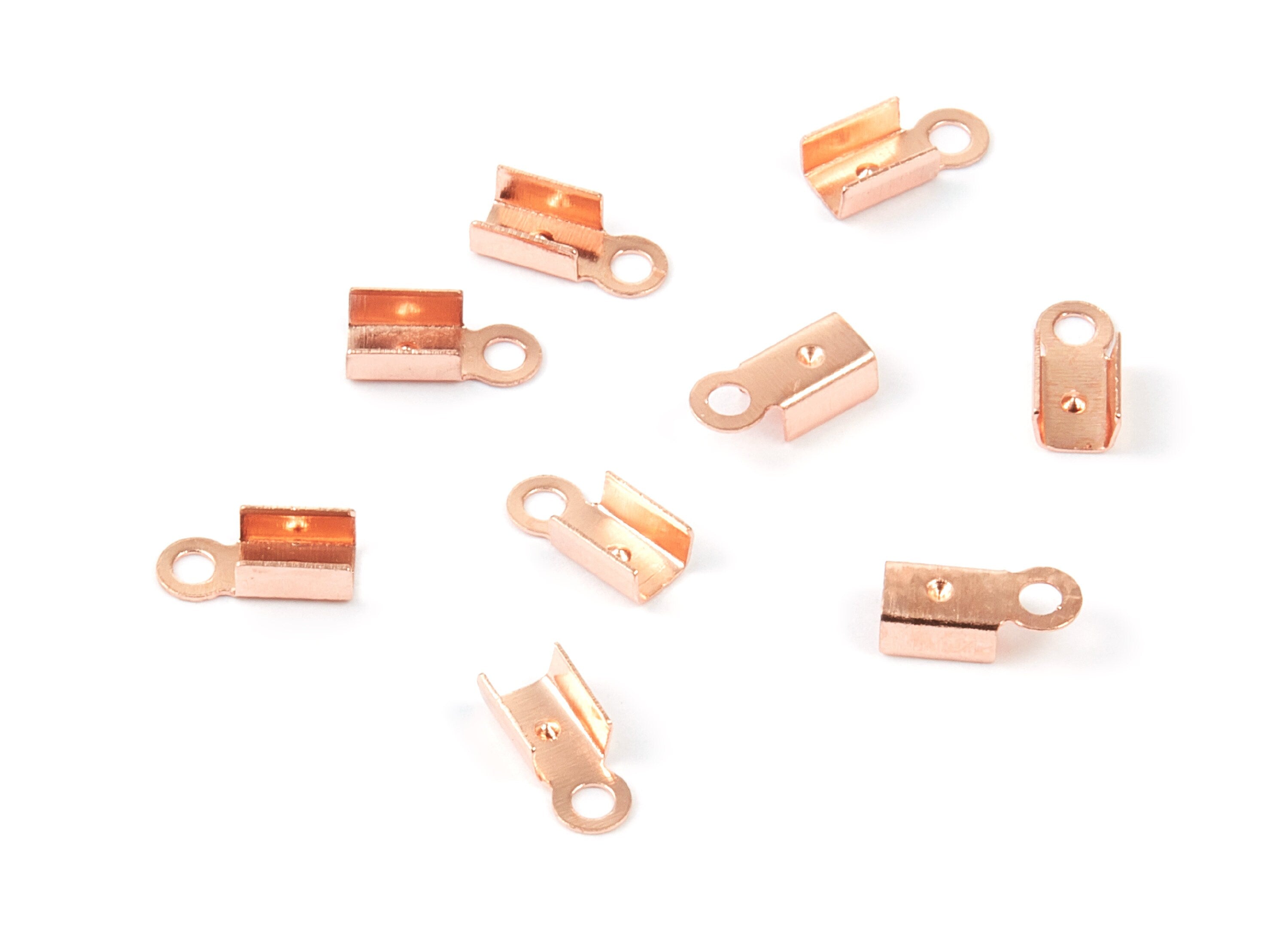 Brass Cord End Clasp - 100Pcs - Rose Tone Plated Plated Brass Cord End Clasp - Jewelry Supplies - 8.7x3.85x0.36mm - PP1724R - DOMEDBAZAAR
