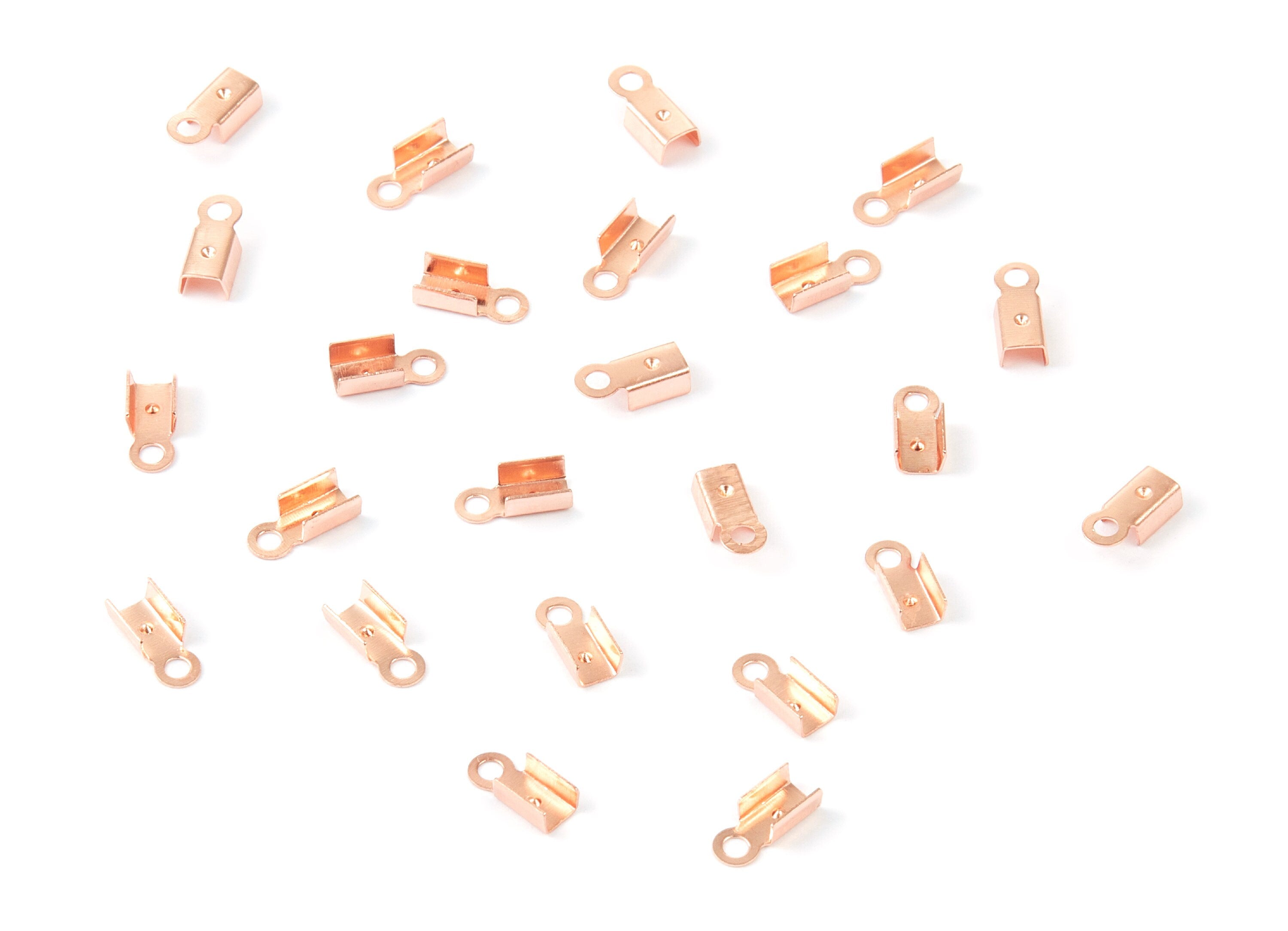 Brass Cord End Clasp - 100Pcs - Rose Tone Plated Plated Brass Cord End Clasp - Jewelry Supplies - 8.7x3.85x0.36mm - PP1724R - DOMEDBAZAAR