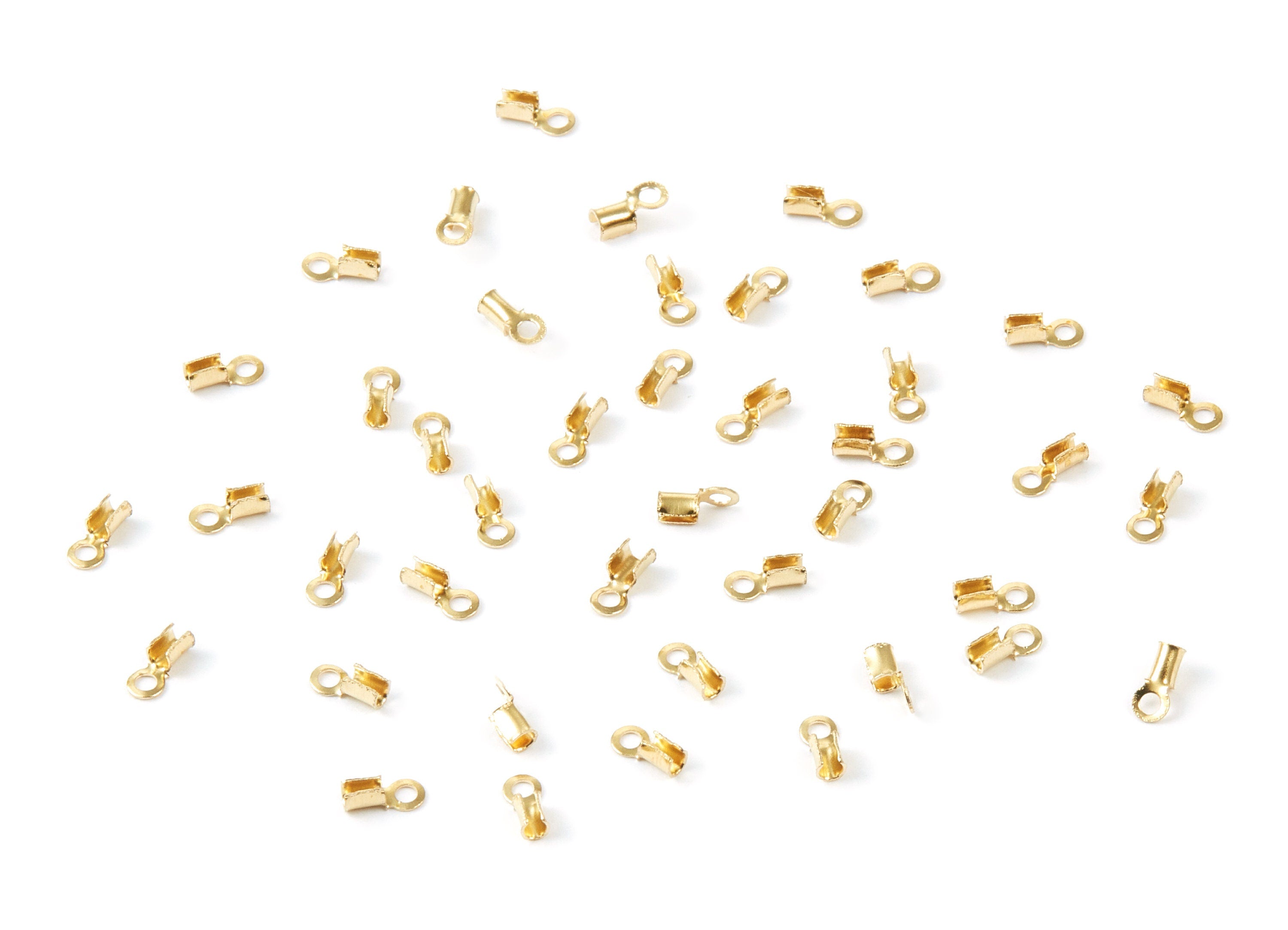 Brass Cord End Clasp - 200Pcs - Raw Brass Cord End Clasp - Jewelry Supplies - 5.65x2.44mm - PP1719 - DOMEDBAZAAR