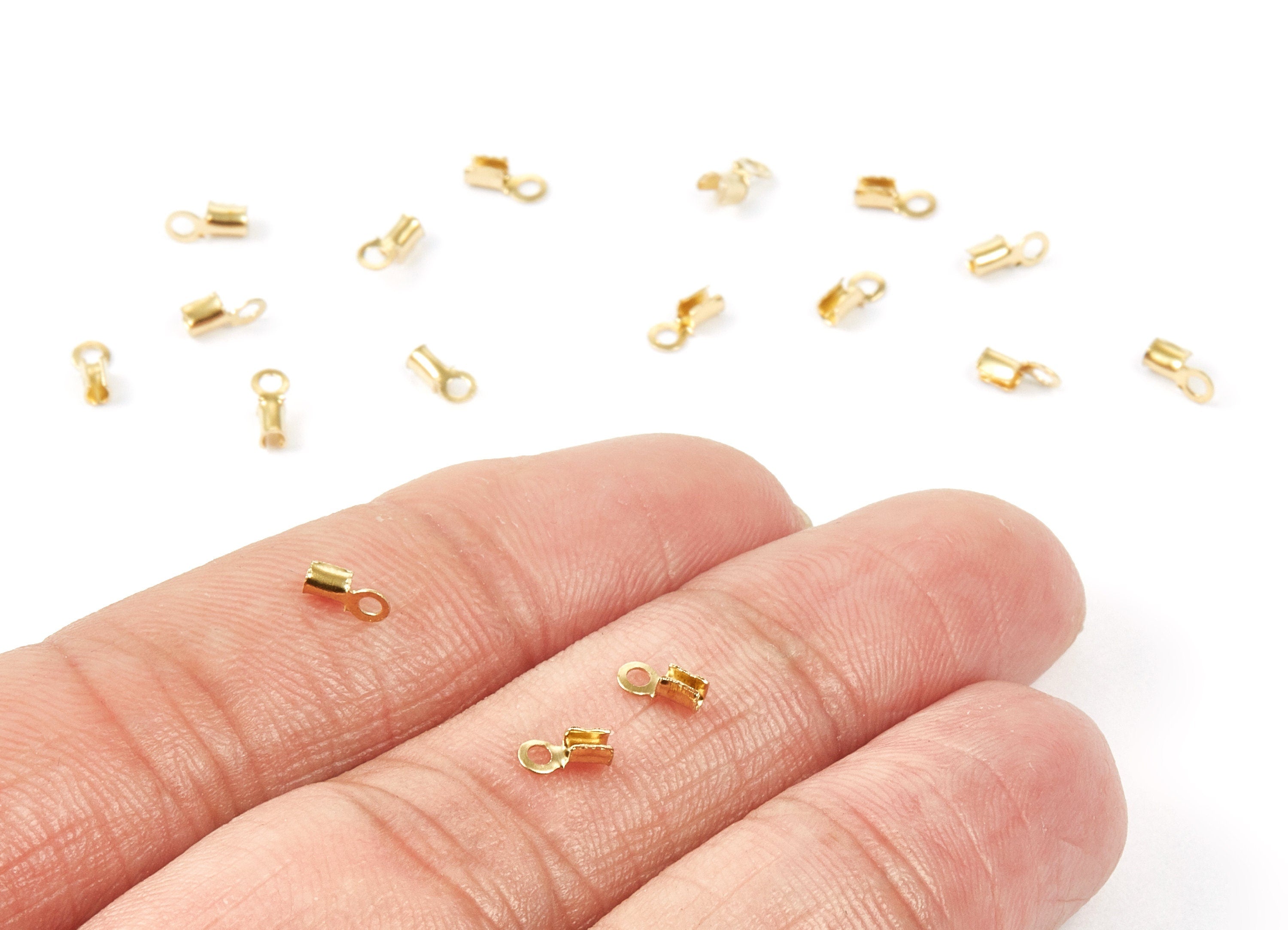 Brass Cord End Clasp - 200Pcs - Raw Brass Cord End Clasp - Jewelry Supplies - 5.65x2.44mm - PP1719 - DOMEDBAZAAR