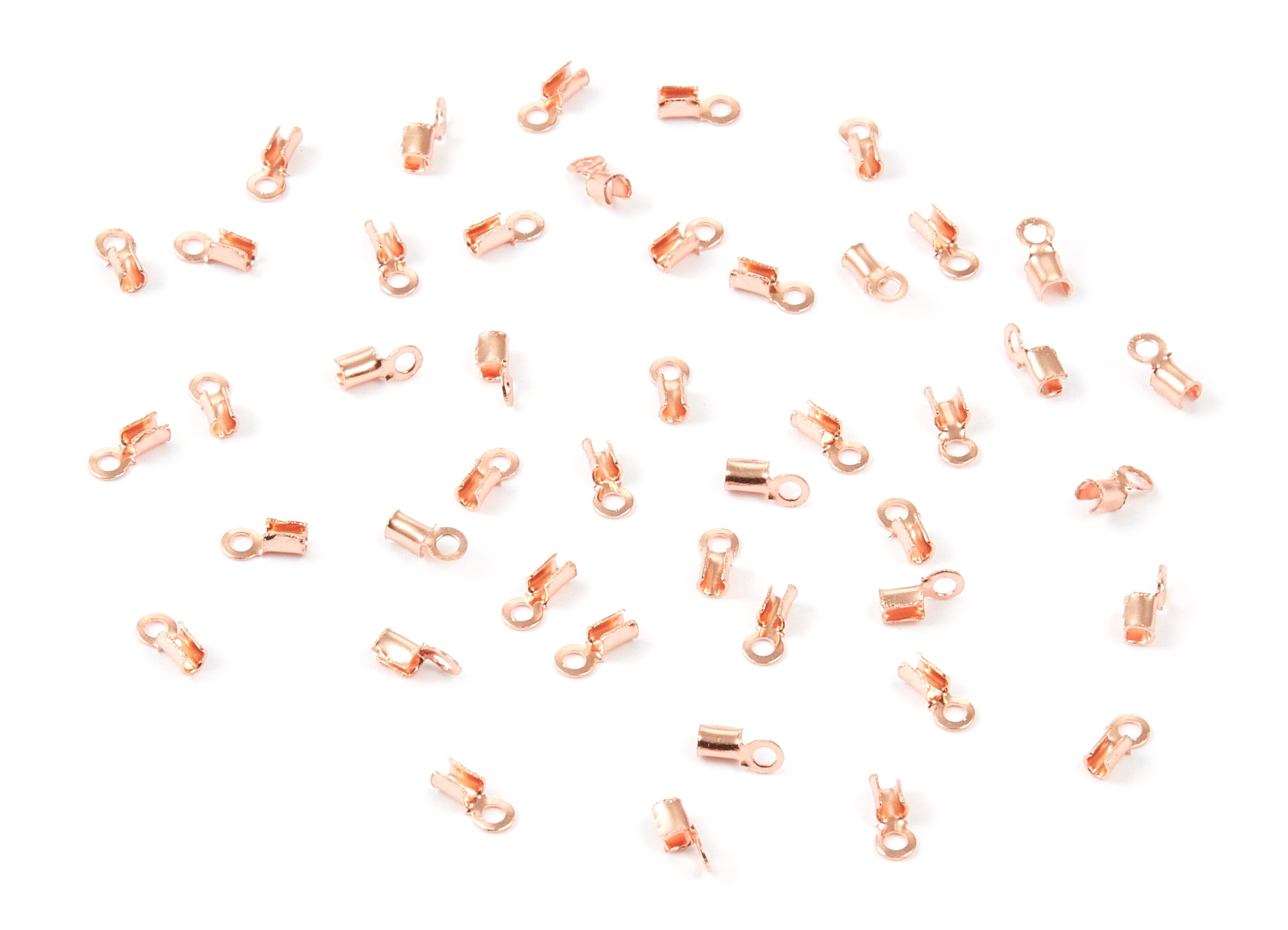 Brass Cord End Clasp - 200Pcs - Rose Tone Plated Brass Cord End Clasp - Jewelry Supplies - 5.65x2.44mm - PP1719R - DOMEDBAZAAR