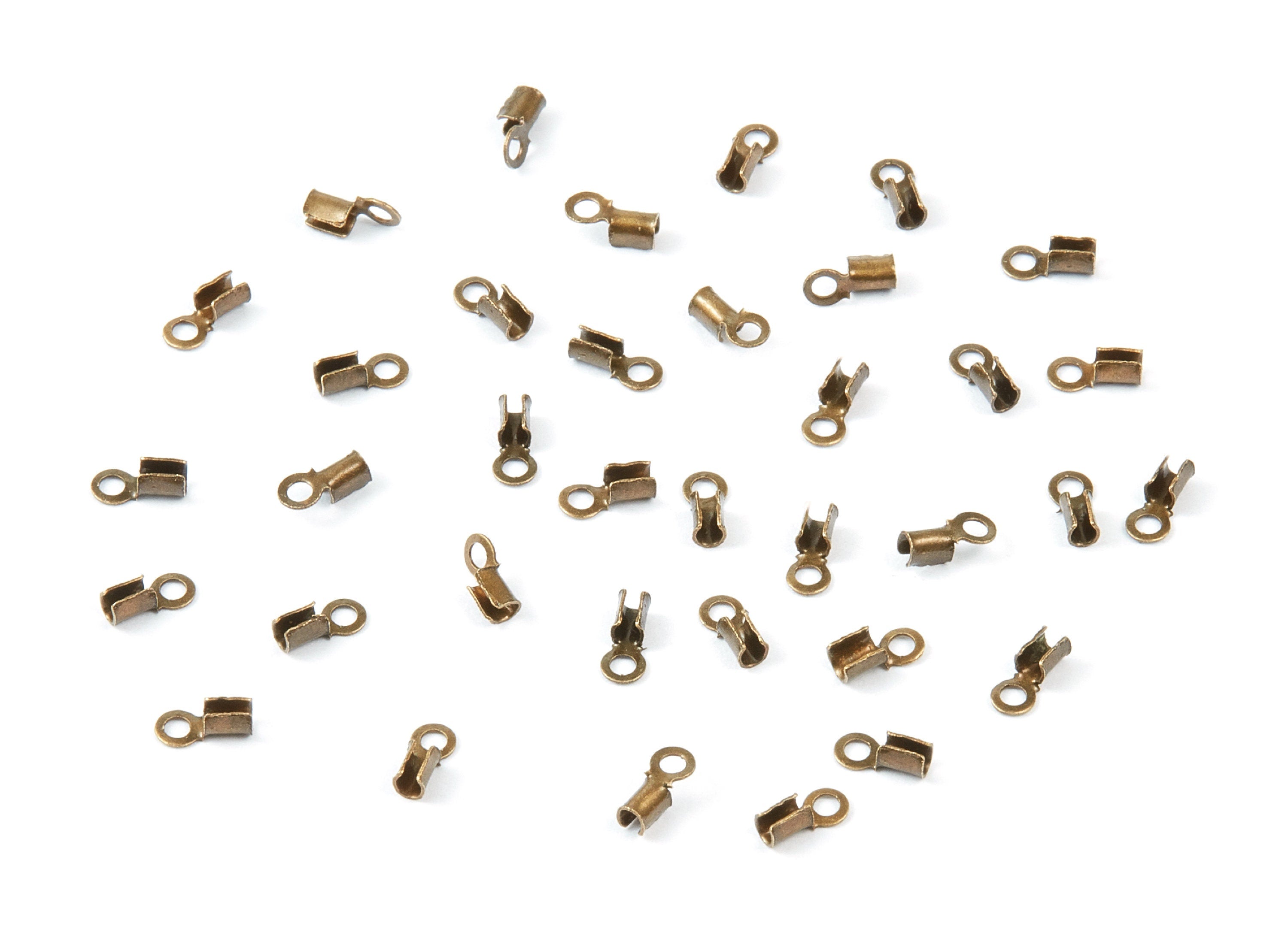 Brass Cord End Clasp - 200Pcs - Antique Bronze Tone Plated Brass Cord End Clasp - Jewelry Supplies - 5.65x2.44mm - PP1719AB - DOMEDBAZAAR