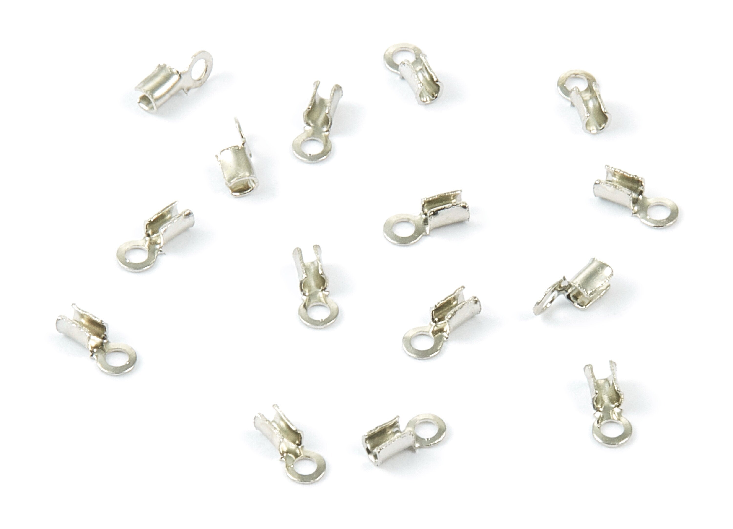 Brass Cord End Clasp - 200Pcs - Silver Tone Plated Brass Cord End Clasp - Jewellery Supplies - 5.65x2.44mm - PP1719S - DOMEDBAZAAR