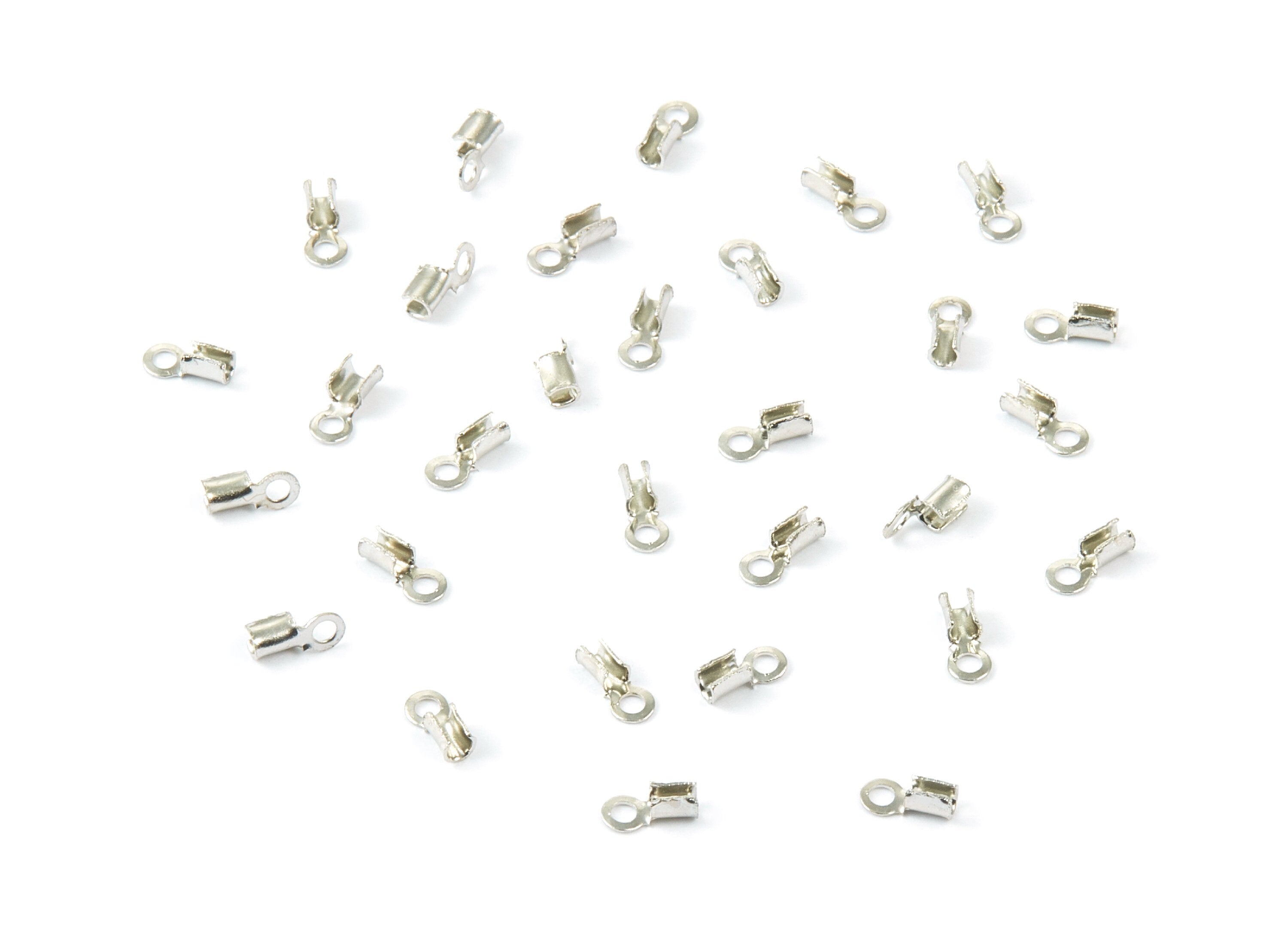 Brass Cord End Clasp - 200Pcs - Silver Tone Plated Brass Cord End Clasp - Jewellery Supplies - 5.65x2.44mm - PP1719S - DOMEDBAZAAR