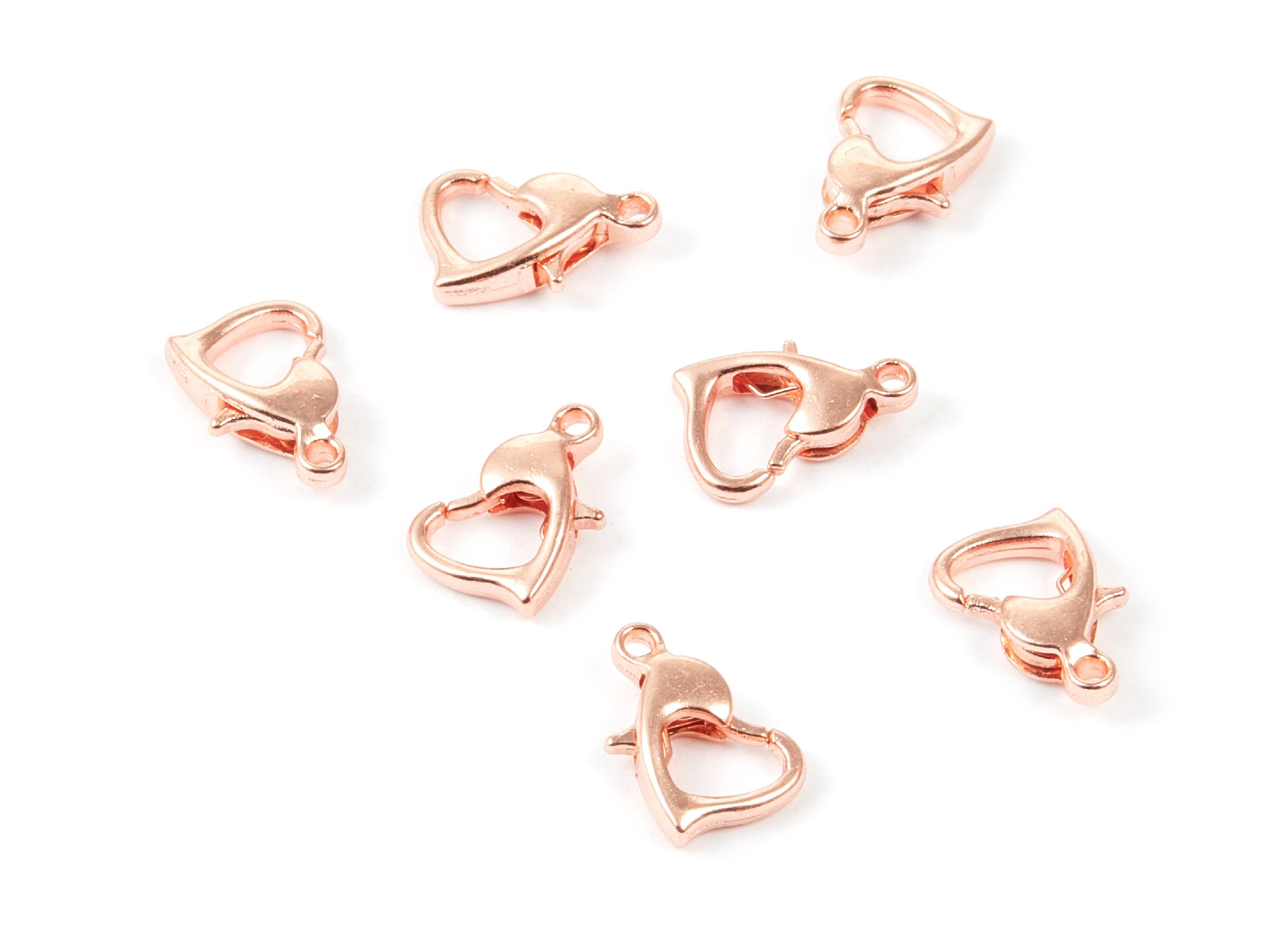 Brass Heart Parrot Clasp - Rose Tone Plated - Brass Heart Lobster Claw Clasps - Jewelry Supplies - 10,5x6,97mm - PP1698R - DOMEDBAZAAR