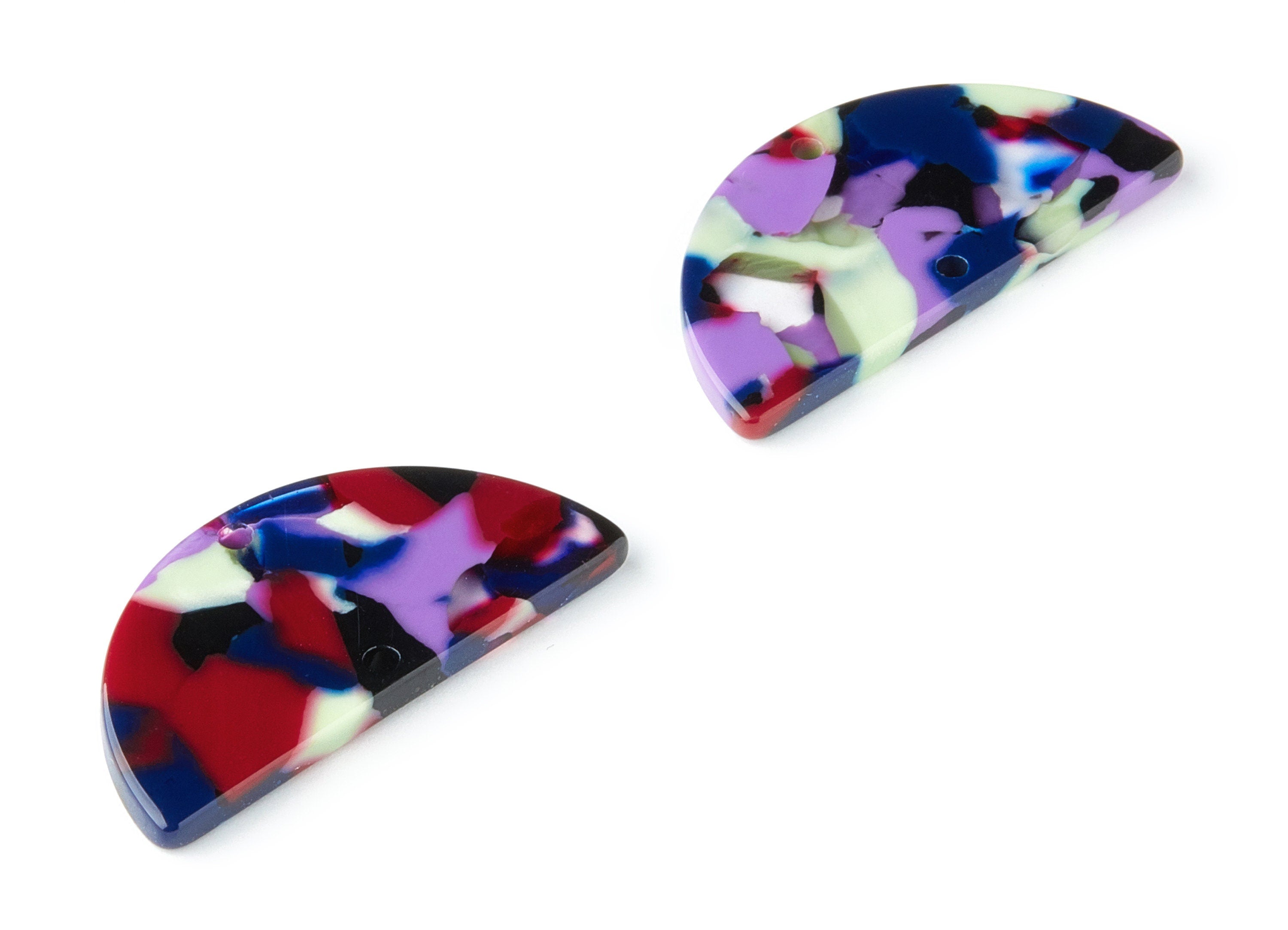 Acetate Semicircle Connectors - 2 Holes - Semicircle Connectors - Earring Findings - Color Code:A151 - 33.6x16.5x2.5mm - AC1218L - DOMEDBAZAAR