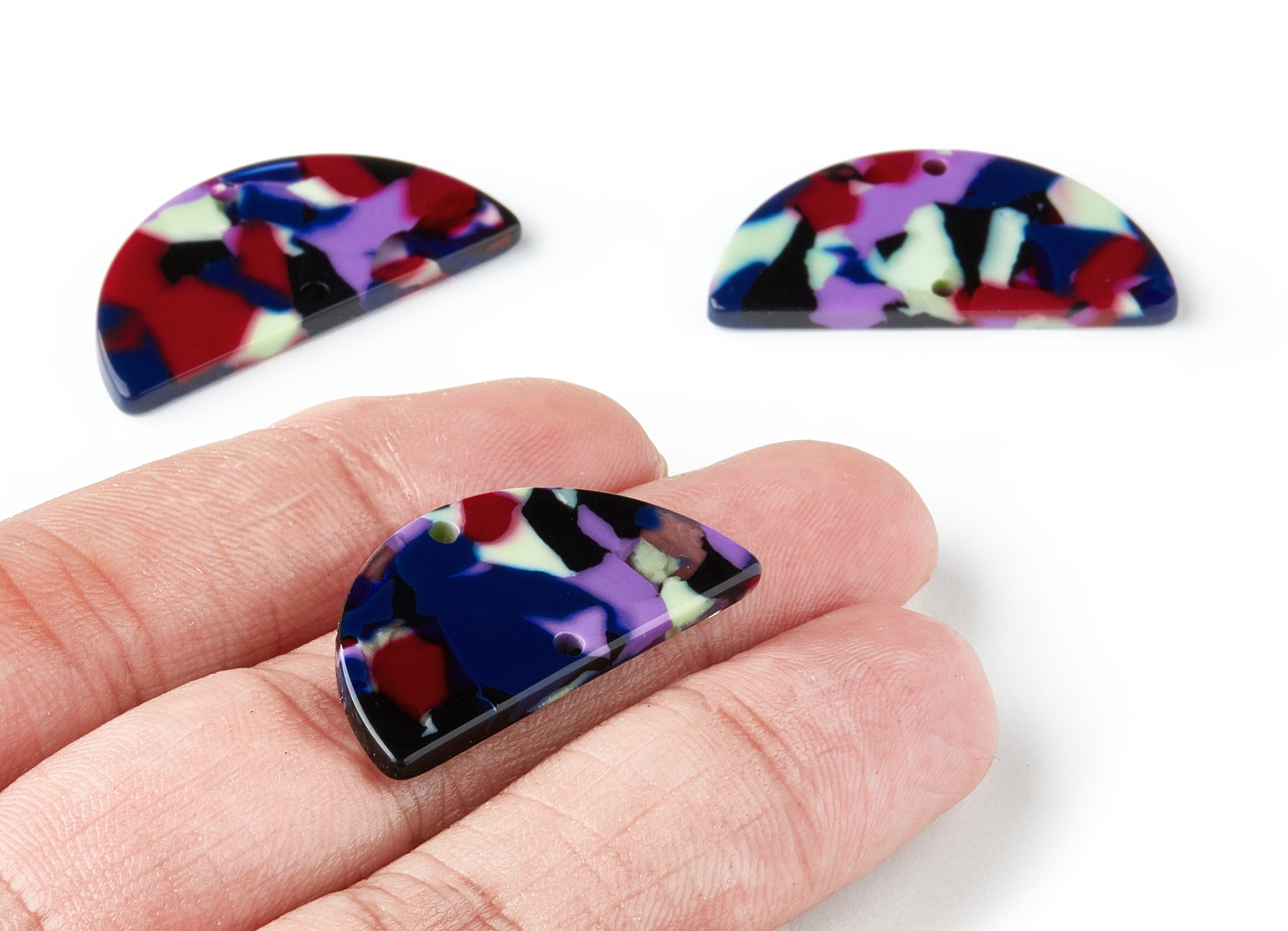 Acetate Semicircle Connectors - 2 Holes - Semicircle Connectors - Earring Findings - Color Code:A151 - 33.6x16.5x2.5mm - AC1218L - DOMEDBAZAAR