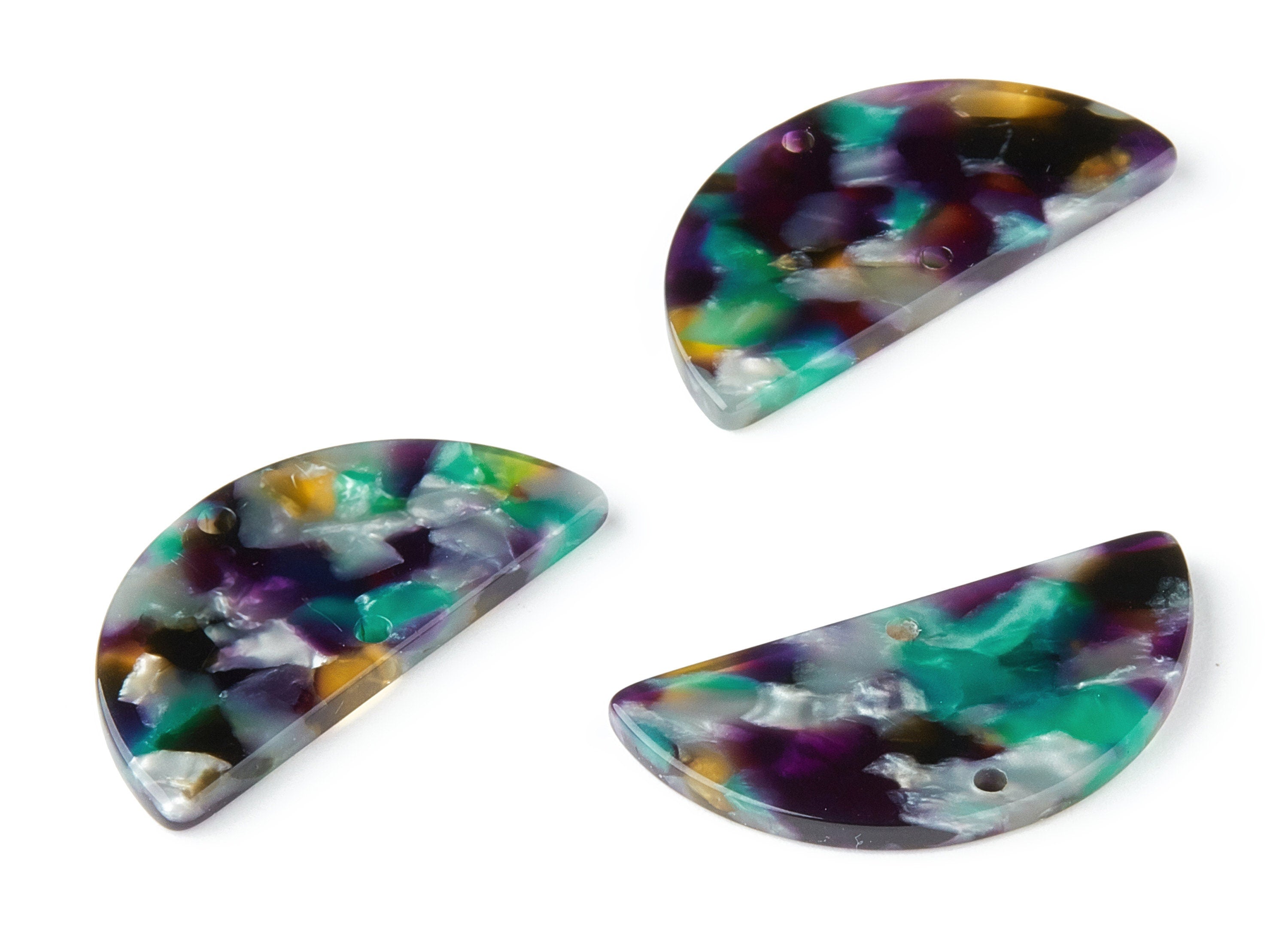 Acetate Semicircle Connectors - 2 Holes - Semicircle Connectors - Earring Findings - Color Code:A50 - 33.6x16.5x2.5mm - AC1218M - DOMEDBAZAAR