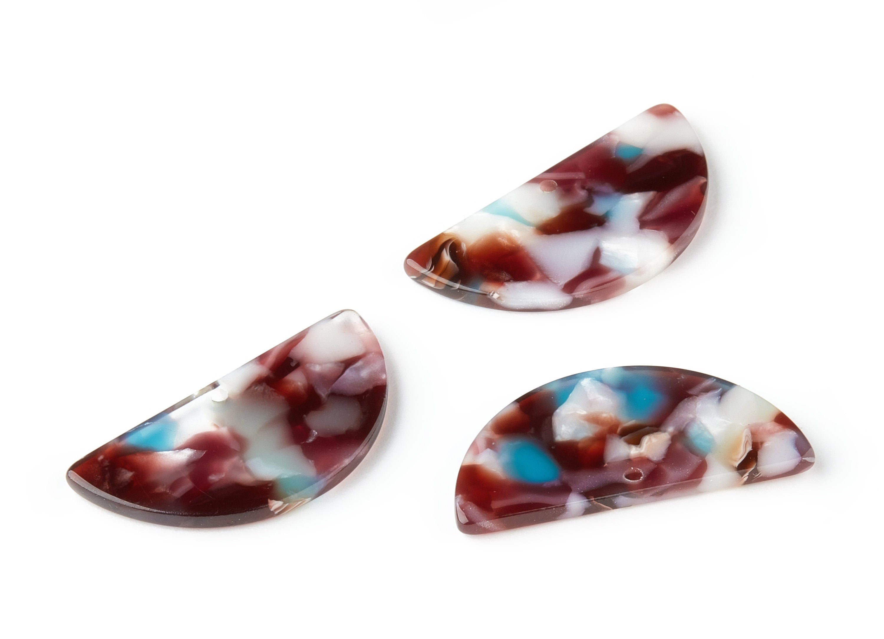 Acetate Semicircle Charms - Semicircle Pendant -  Earring Findings - Jewelry Supplies - Color Code:A103 - 33.5x16.65x2.57mm - AC1006S - DOMEDBAZAAR