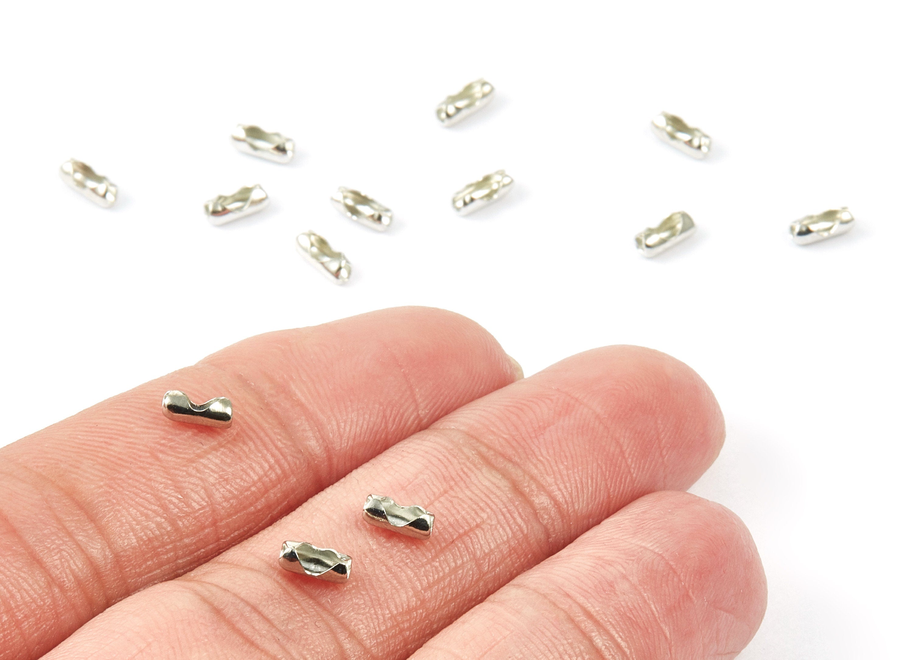 Ball Chain Connector - 1.5 Silver Tone Plated Brass - Brass Connector Clasp - Jewelry Supplies - 5.77x2.42mm - PP1693S - DOMEDBAZAAR