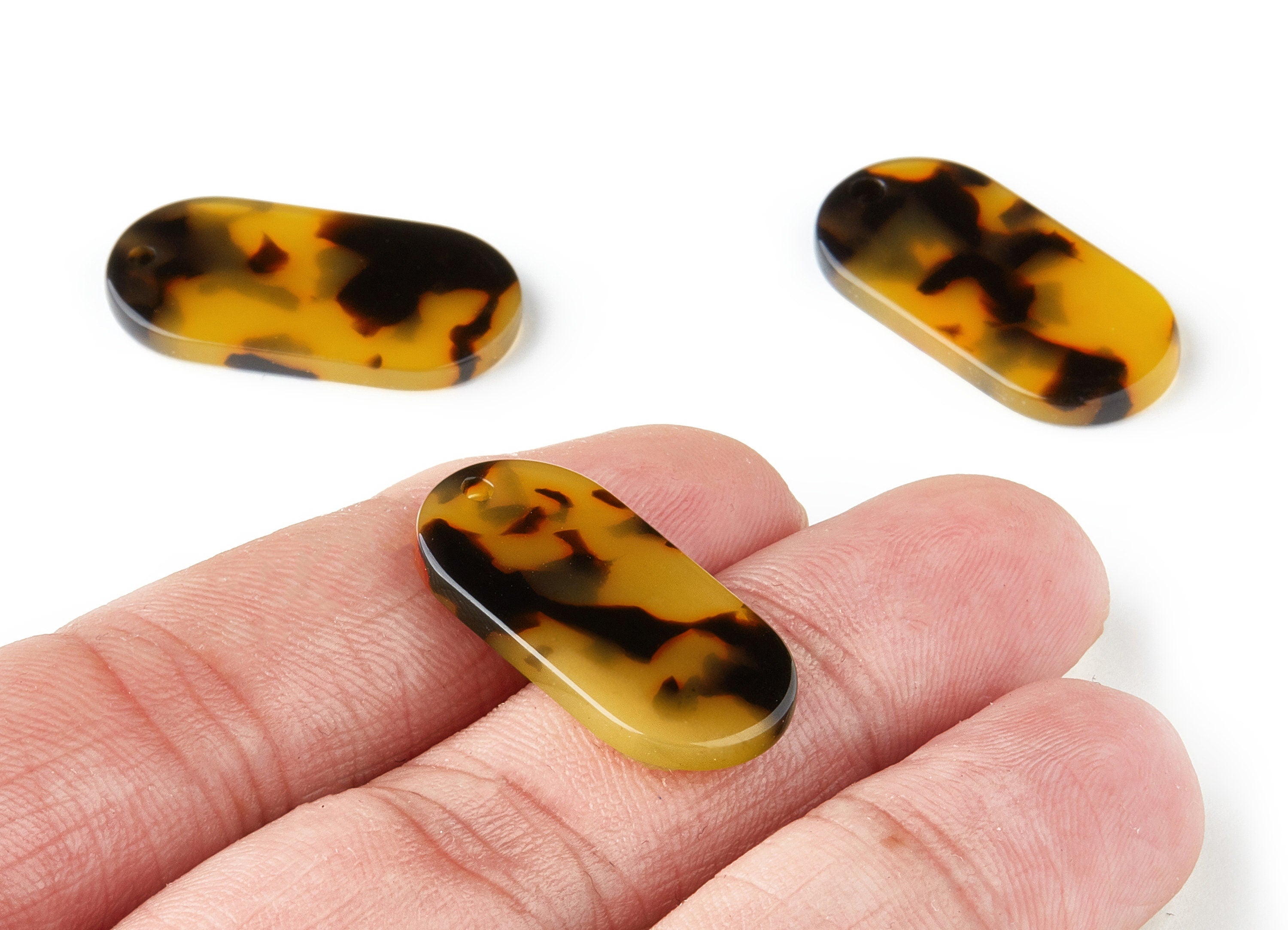 Acetate Acrylic Earring Charms - Tortoise Shell Earring - Oval Shaped - Jewelry Supplies - Color Code:A01 - 26.63x13.9x2.7mm - AC1156AR - DOMEDBAZAAR