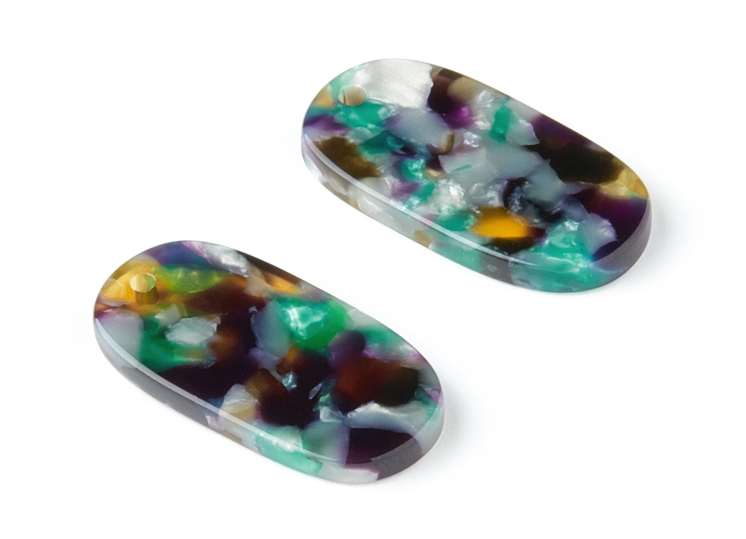 Acetate Oval Earring Charms - Oval Pendant - 1 Hole - Earring Findings - Jewelry Supplies - Color Code:A50 - 26.63x13.9x2.7mm - AC1156AP - DOMEDBAZAAR