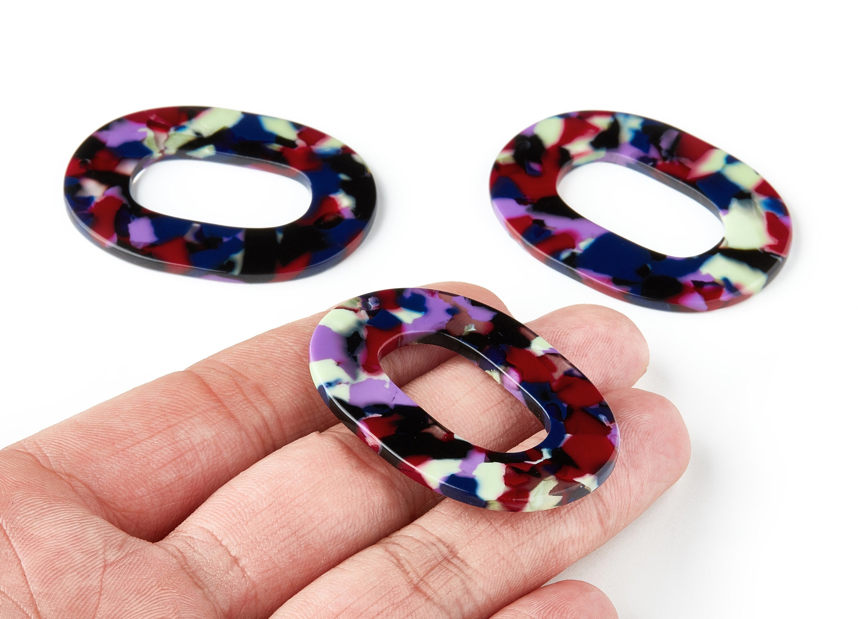AAcetate Oval Charms - Oval Earrings and Pendant - Earring Findings - Jewelry Supplies - Color Code:A151 - 47x34.6x2.51mm - AC1065AU - DOMEDBAZAAR