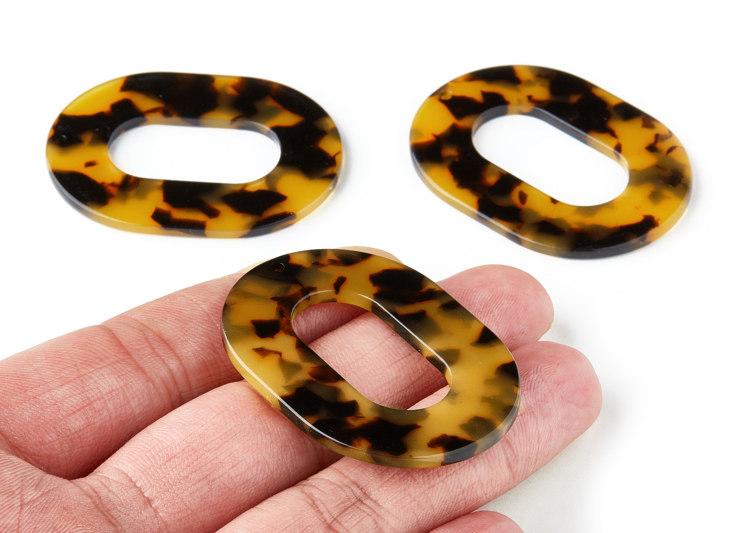Acetate Oval Charms - Tortoise Shell Earrings - Oval Earrings and Pendant - Jewelry Supplies - Color Code:A01 - 47.5x34.9x2.47mm - AC1065AY - DOMEDBAZAAR