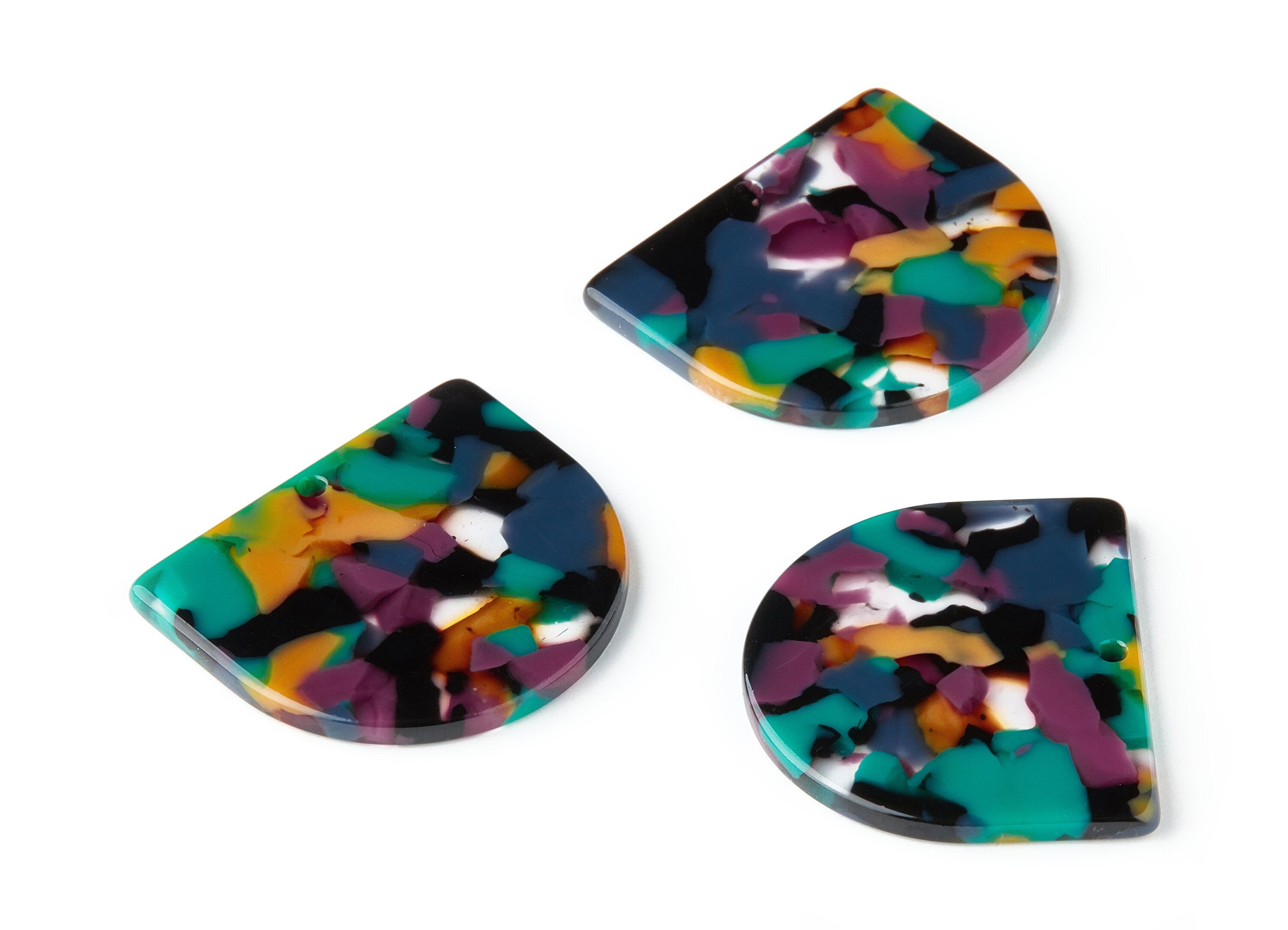 Acetate D Earring Charm - Acrylic D Pendant - Earring Findings - Jewelry Supplies - Color Code:A25 - 33.4x29.2x2.5mm - AC1094AH - DOMEDBAZAAR