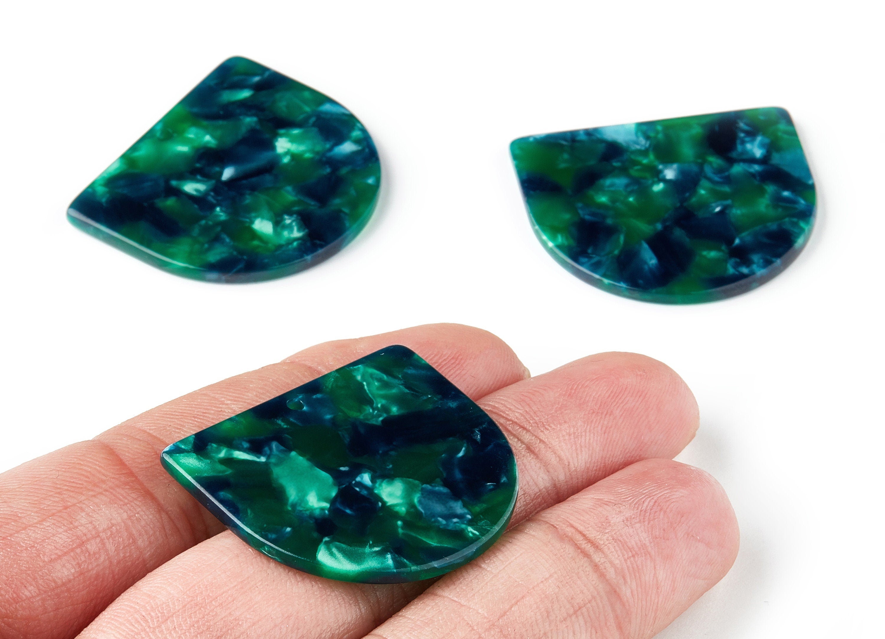 Acetate D Earring Charms - D Shaped Pendant - 1 Hole - Earring Findings - Jewelry Supplies - Color Code:A13 - 33.4x29.2x2.5mm - AC1094AG - DOMEDBAZAAR