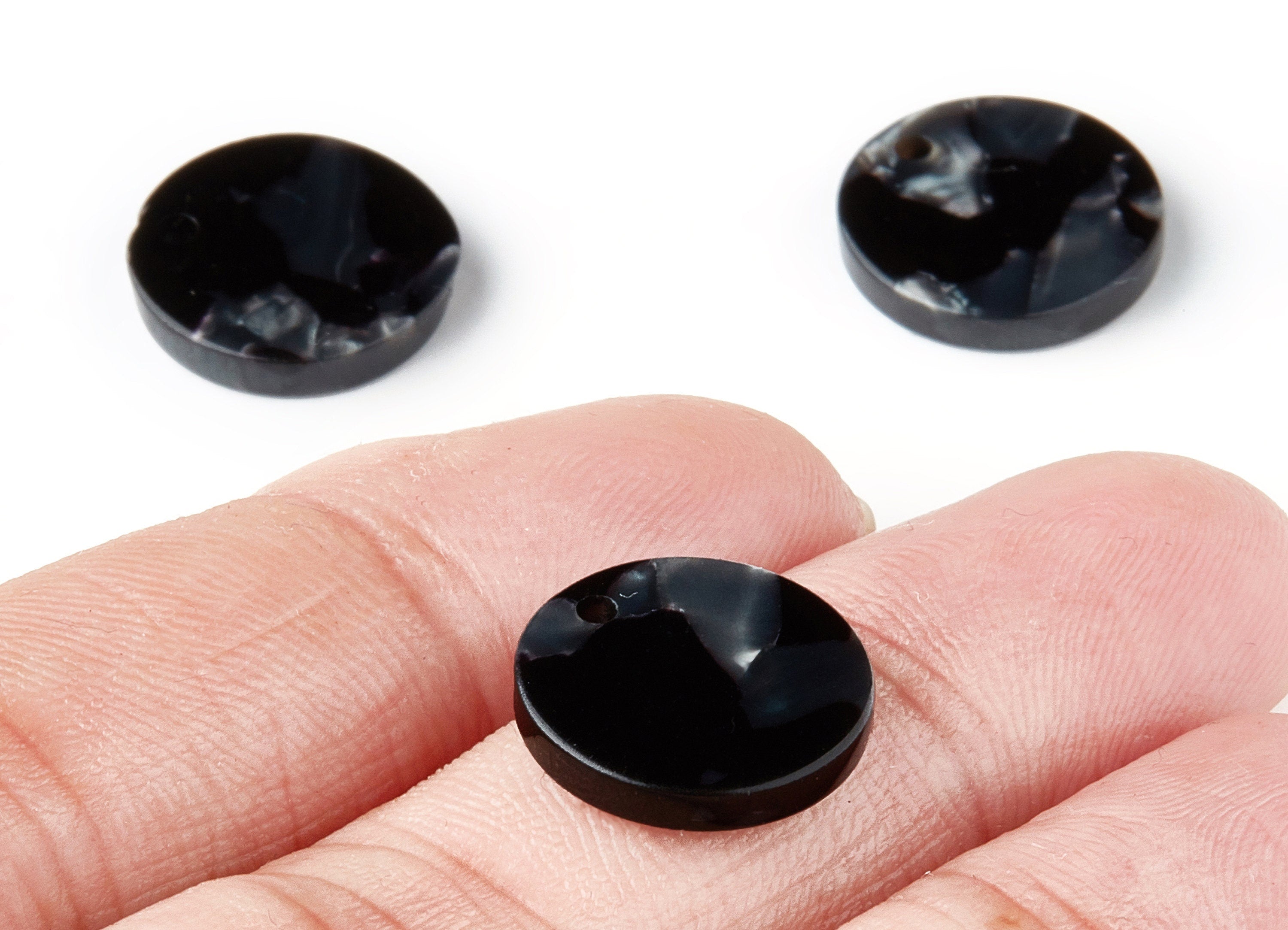 Acetate Coin & Round Charms - Coin and Round Earrings and Pendant - Earring Findings - Color Code: A48 - 14.5x14.5x2.5mm - AC1064-A48 - DOMEDBAZAAR