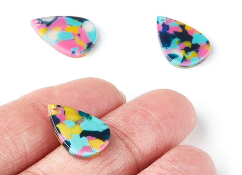 Acetate Drop Charms - Drop Earrings and Pendant - Earring Findings - Jewelry Supplies - Color Code:A111 - 21x15x2.5mm - AC1024J - DOMEDBAZAAR