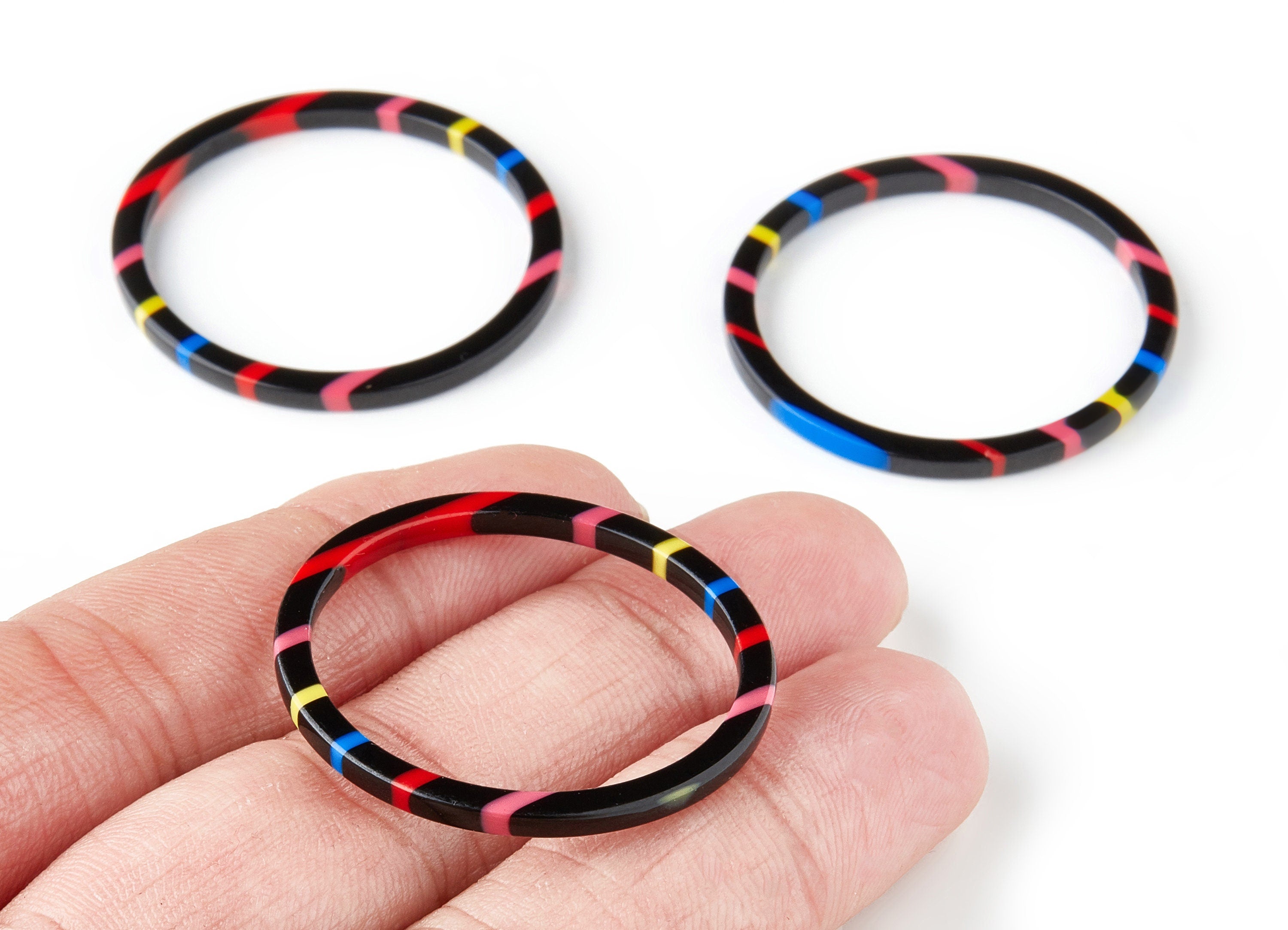 Acetate Hoop Earring Charms - Circle Shaped Pendant - Earring Findings - Jewellery Supplies - Color Code: A141 - 35.5x35.5x2.76mm - AC1193B - DOMEDBAZAAR