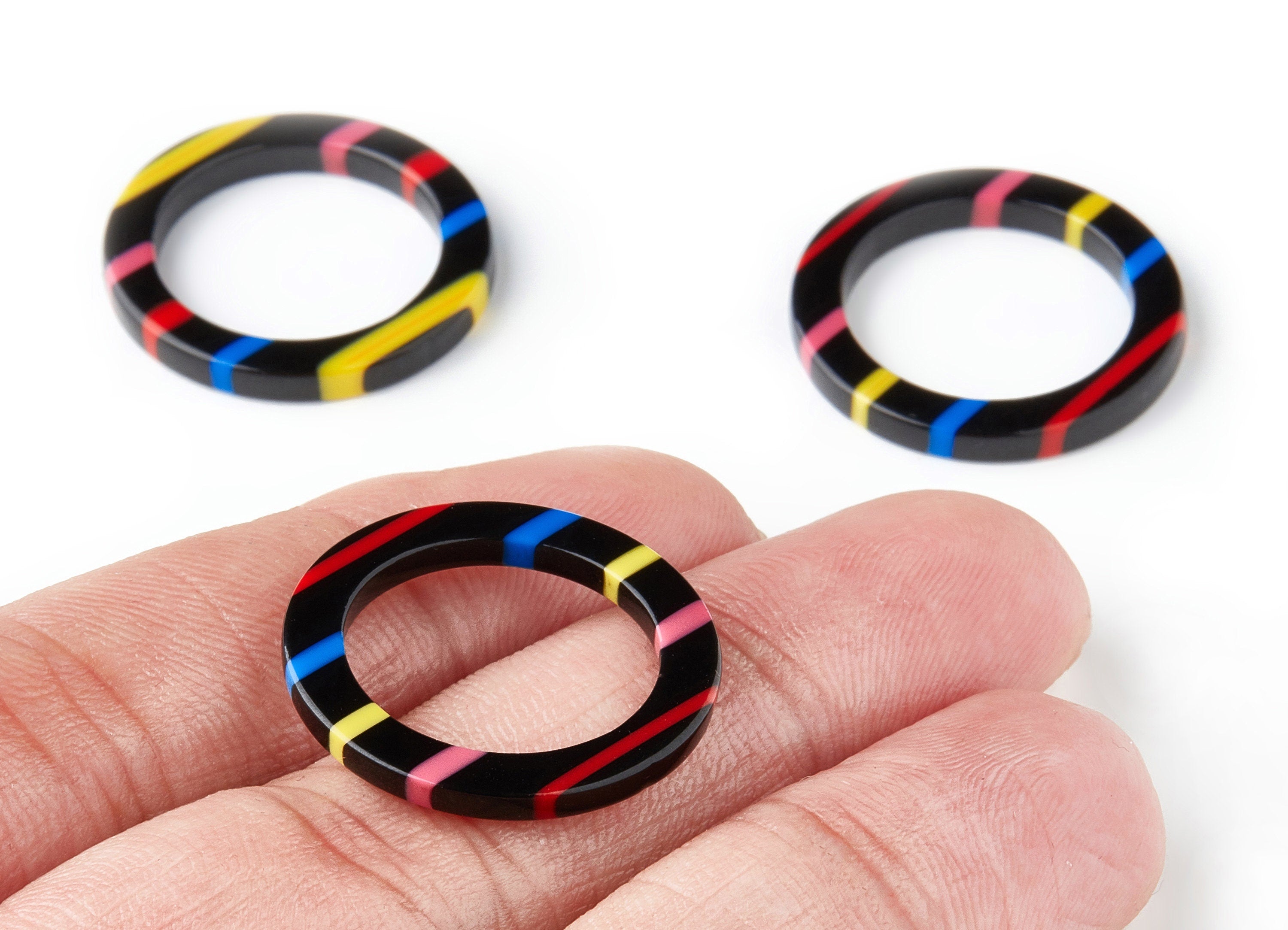 Acetate Hoop Earring Charms - Circle Shaped Pendant - Earring Findings - Jewelry Supplies - Color Code: A141 - 24.5x24.5x2.65mm - AC1195B - DOMEDBAZAAR