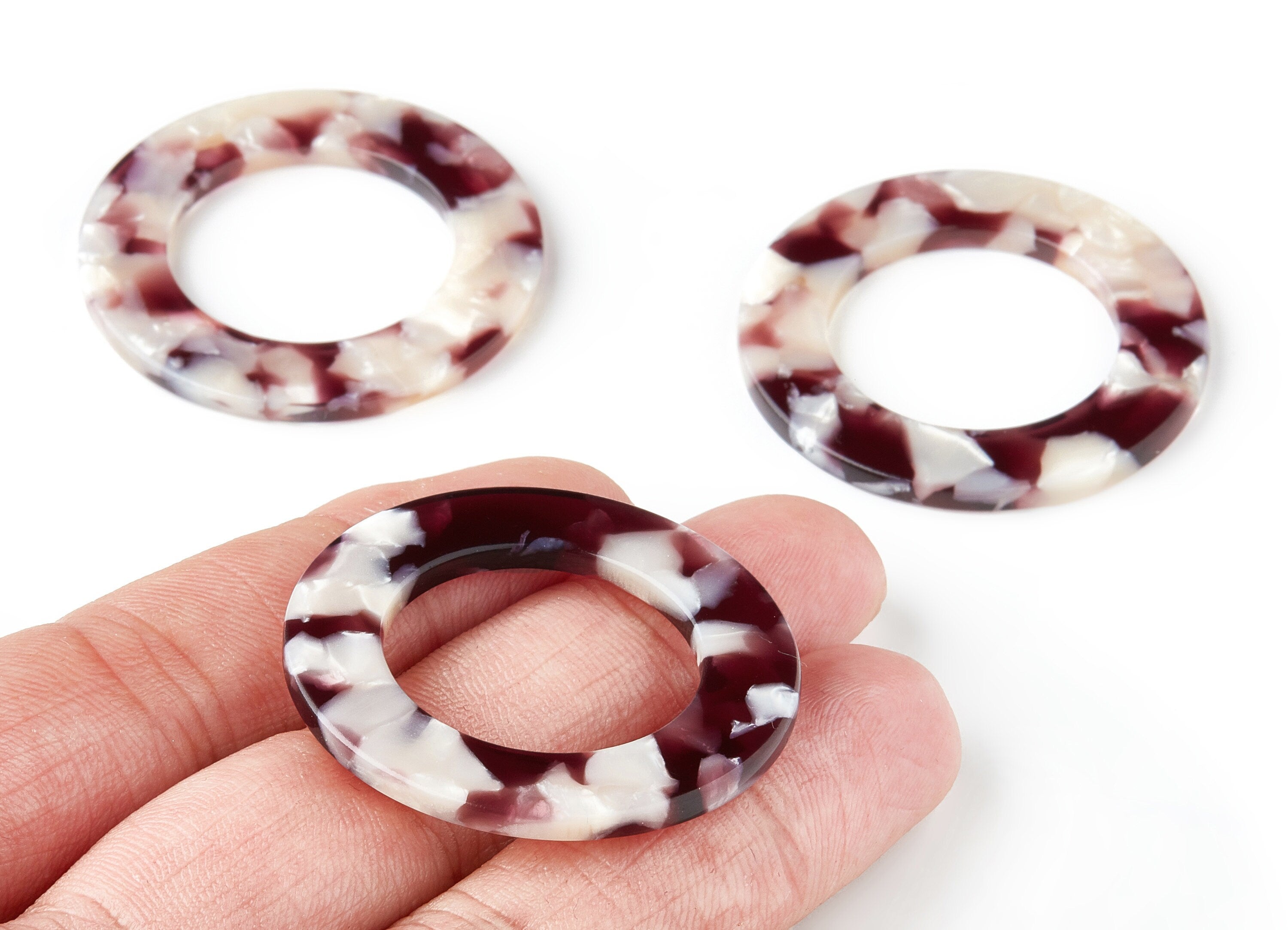 Acetate Circle Charms - Circle Earrings & Pendant - Earring Findings - No Hole - Color Code: A42 - 39.8x39.8x2.55mm - AC1070G2 - DOMEDBAZAAR