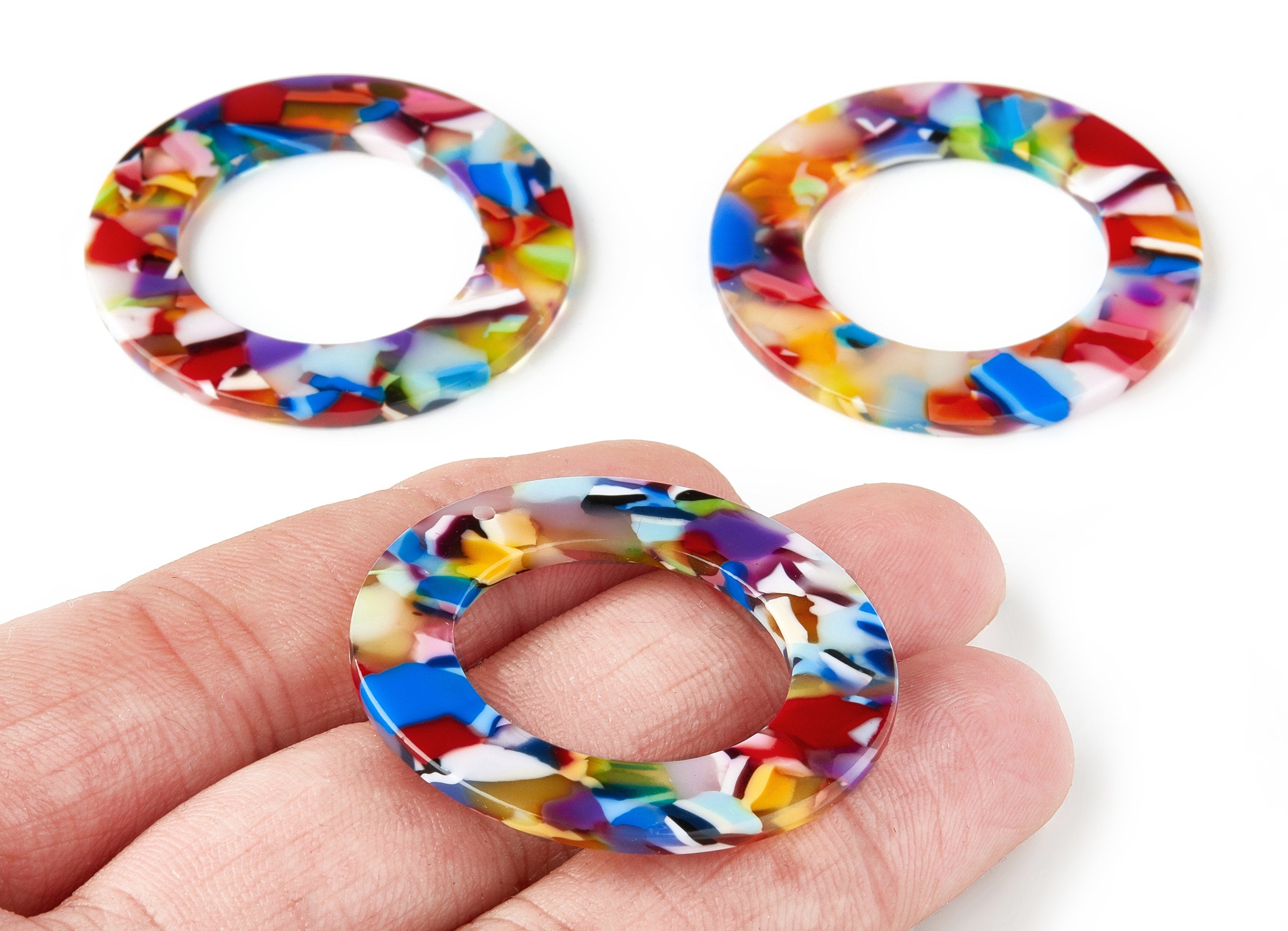Acetate Circle Charms - Circle Earrings and Pendant - Earring Findings - Jewelry Supplies - Color Code: A21 - 39.8x39.8x2.55mm - AC1070-A21 - DOMEDBAZAAR
