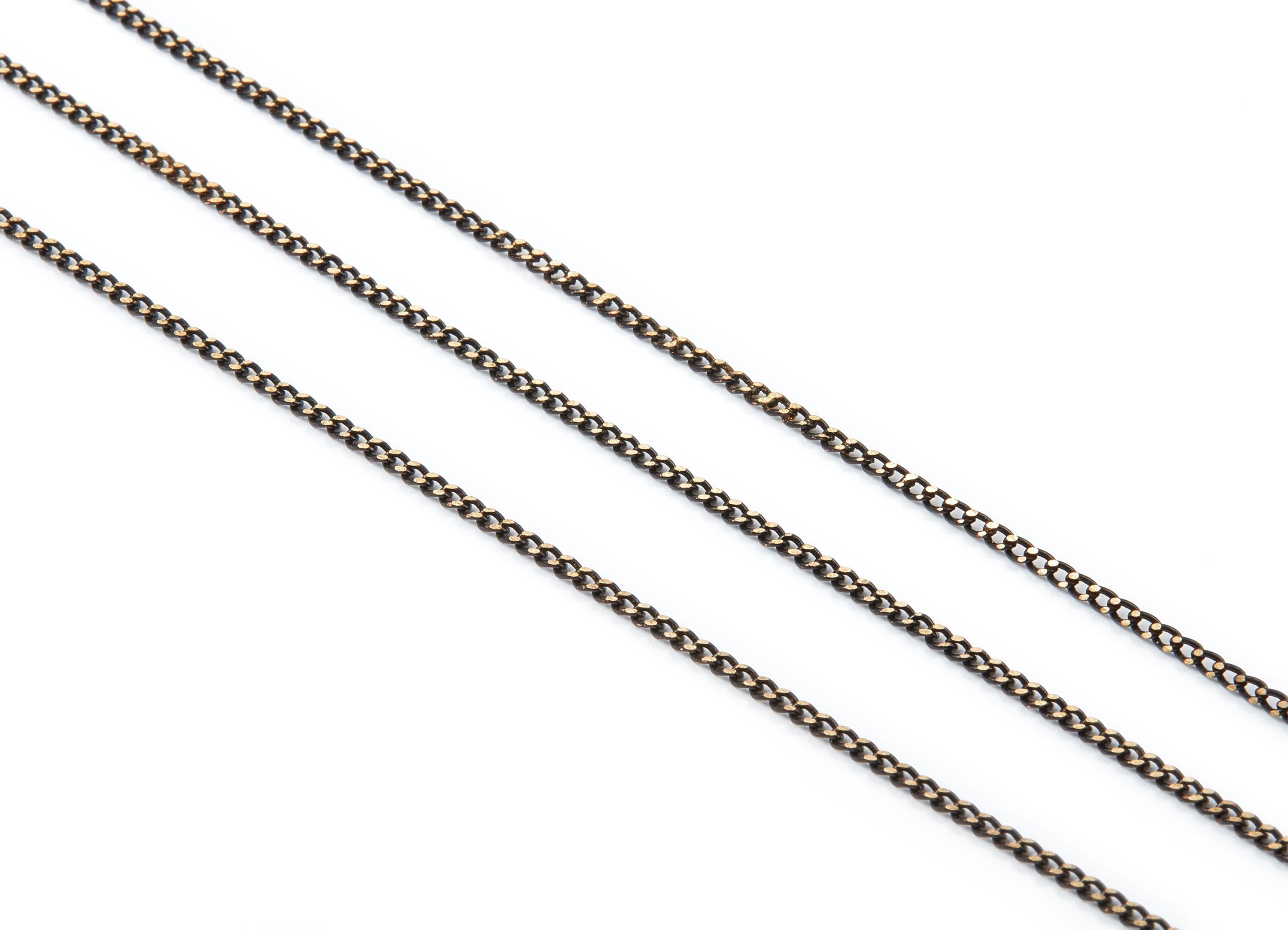 Faceted Soldered Tiny Curb Chain - Brass Chain - Antique Brass Faceted - Black Solder Chain - 0.07&quot; x 0.04&quot; x 0.02&quot; -  CC1070 - DOMEDBAZAAR