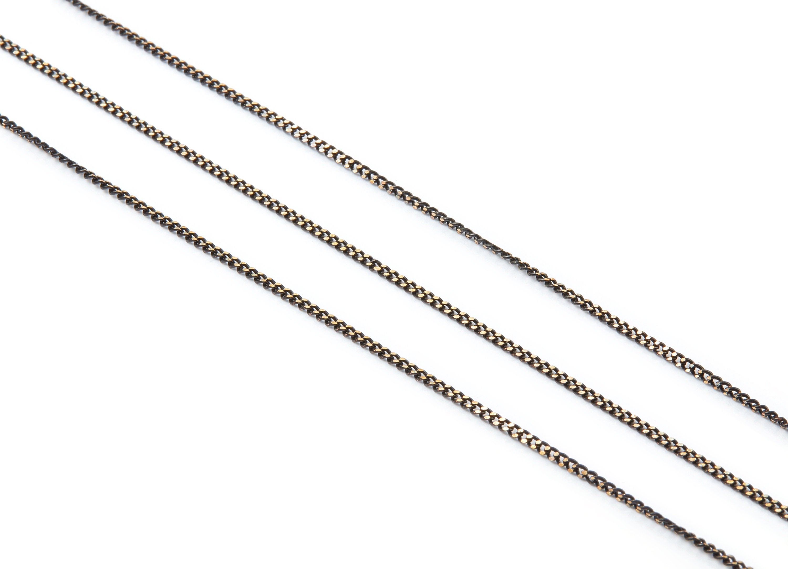 Faceted Soldered Tiny Curb Chain - Brass Chain - Antique Brass Faceted - Black Solder Chain - 0.06&quot; x 0.03&quot; x 0.02&quot; -  CC1073 - DOMEDBAZAAR
