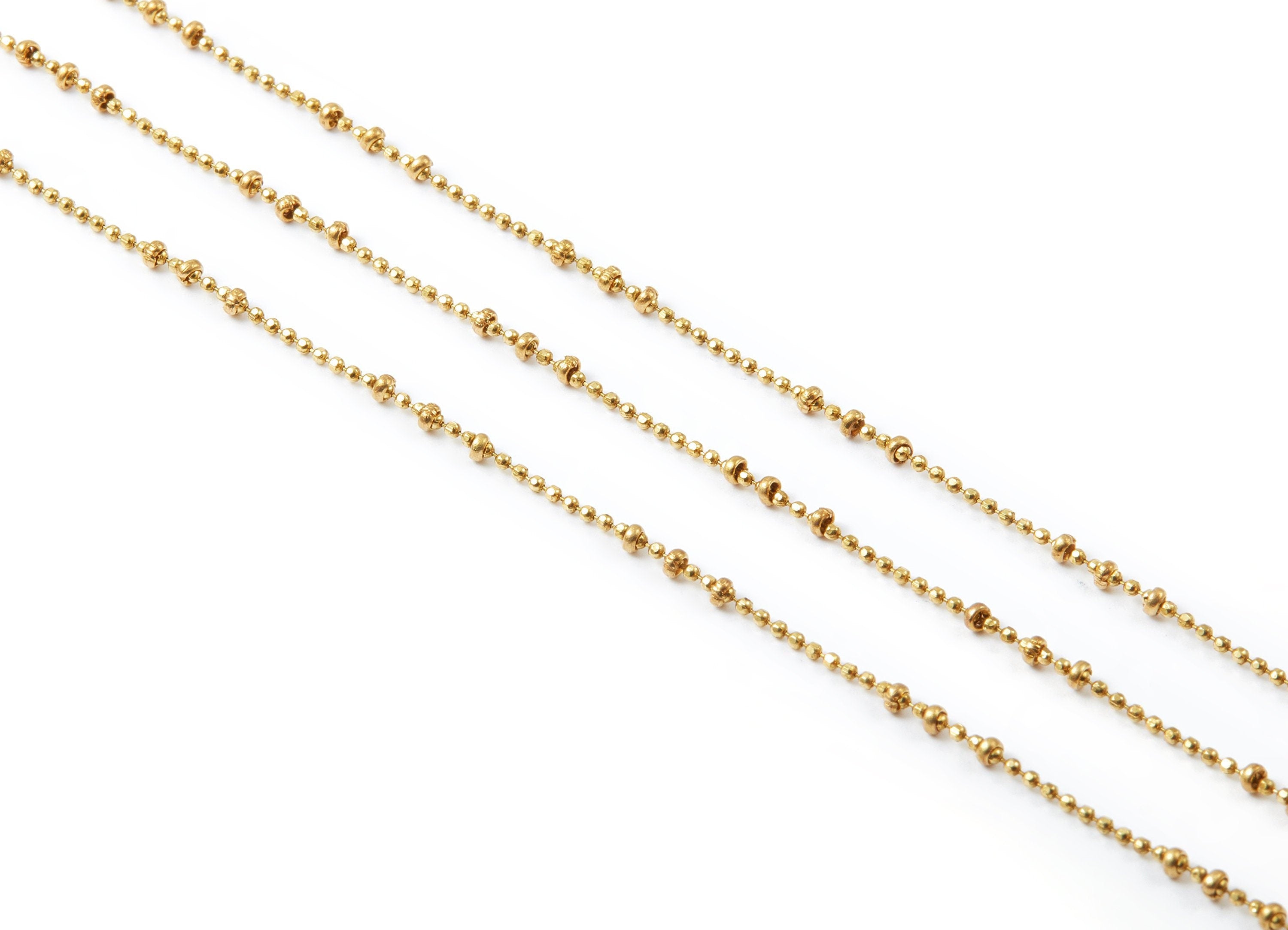 Faceted Tiny Ball Chain - Raw Brass Chain -  Brass Faceted Ball Chain  - 0.08&quot; - CC1084 - DOMEDBAZAAR