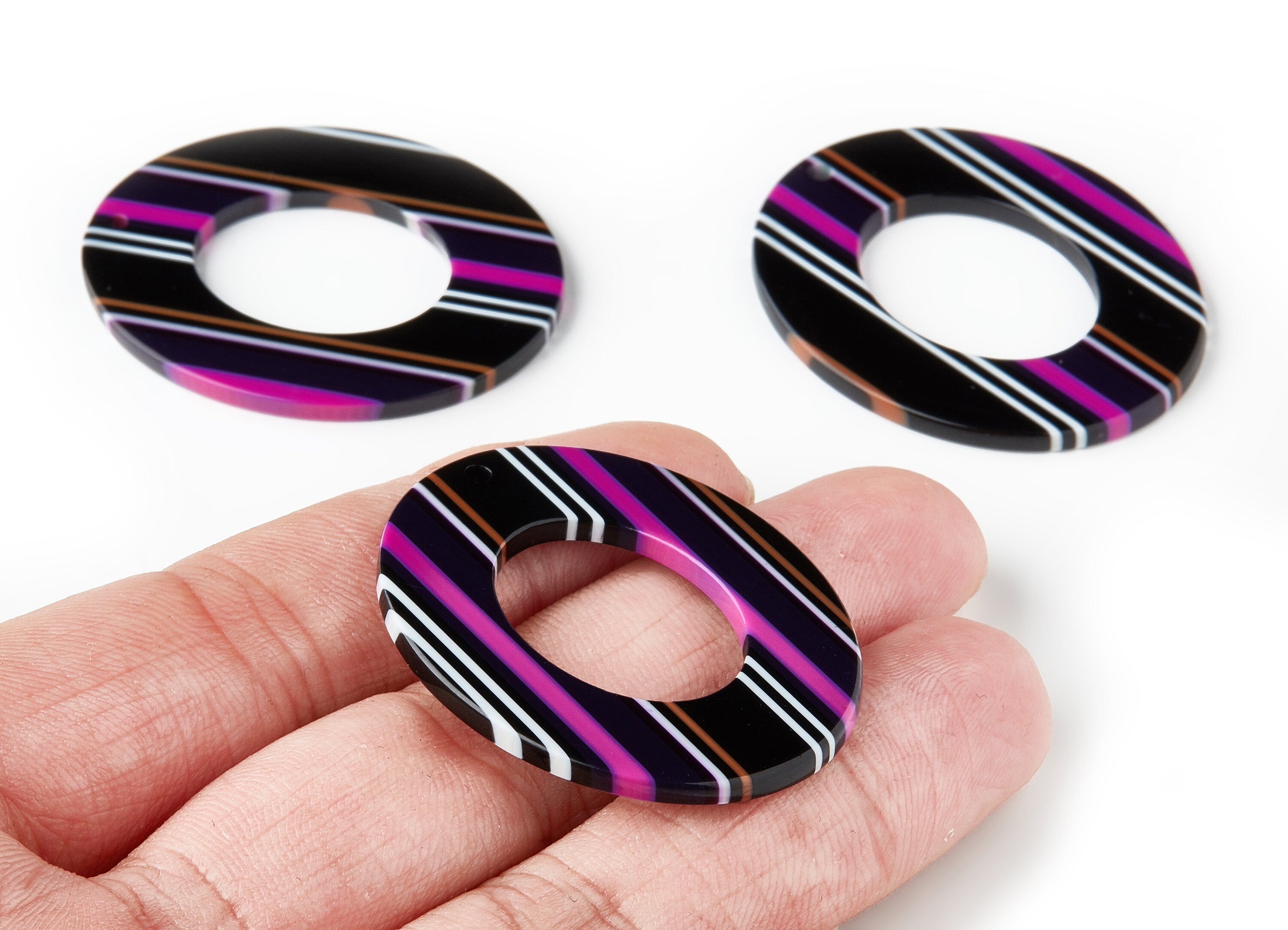 Acetate Oval Earring Charms - Acrylic Oval Pendant - Earring Findings - Jewelry Supplies - Color Code: A149 - 41.9x34.87x2.62mm - AC1202F - DOMEDBAZAAR