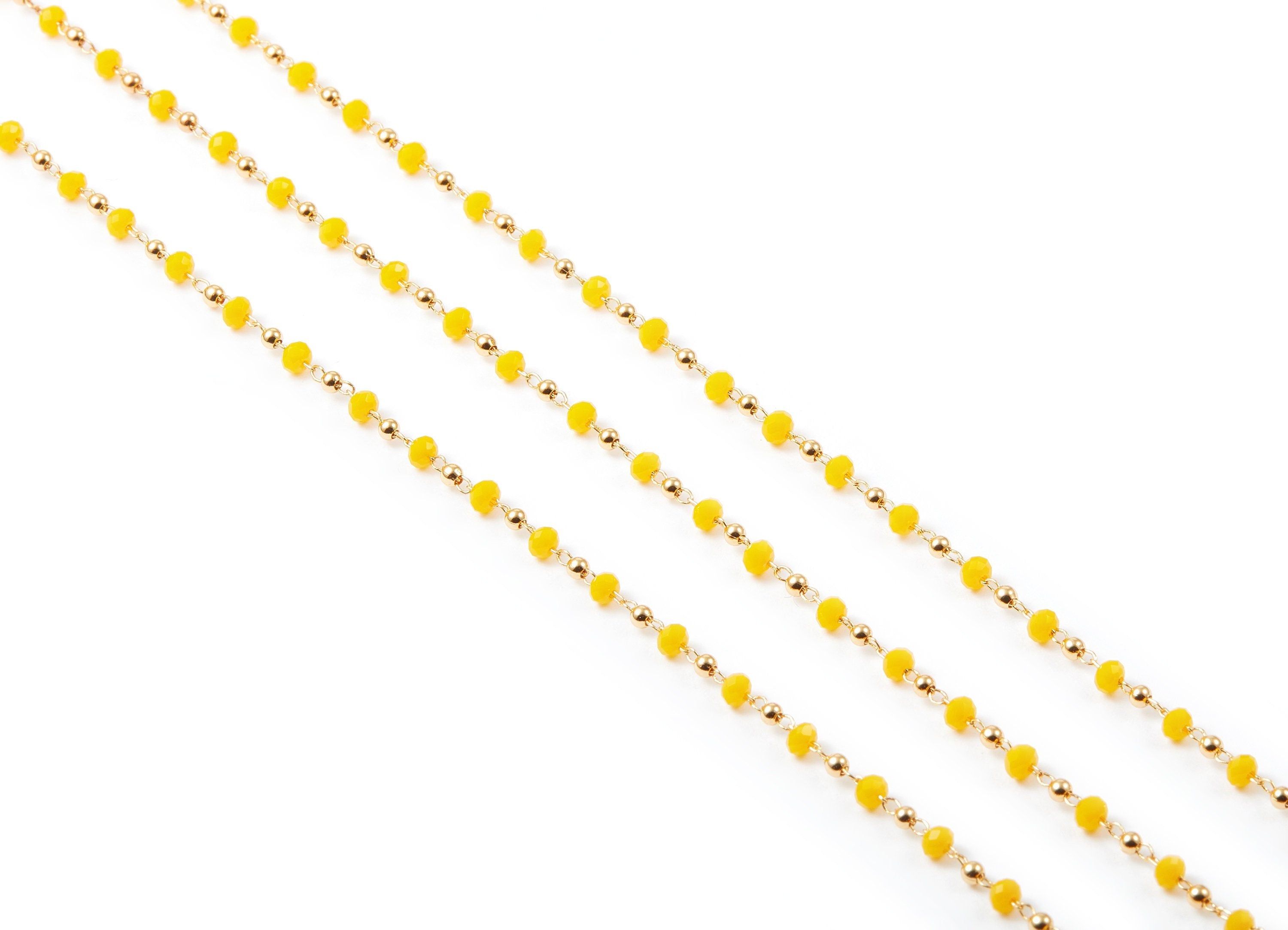 Bead Chain - Ball Satellite Soldered Chain - Brass Cable Chain - 18K Real Gold Plated - Miyuki Bead Chain - 0.12&quot; x 0.08&quot; x 0.01&quot; - RGP1024G - DOMEDBAZAAR