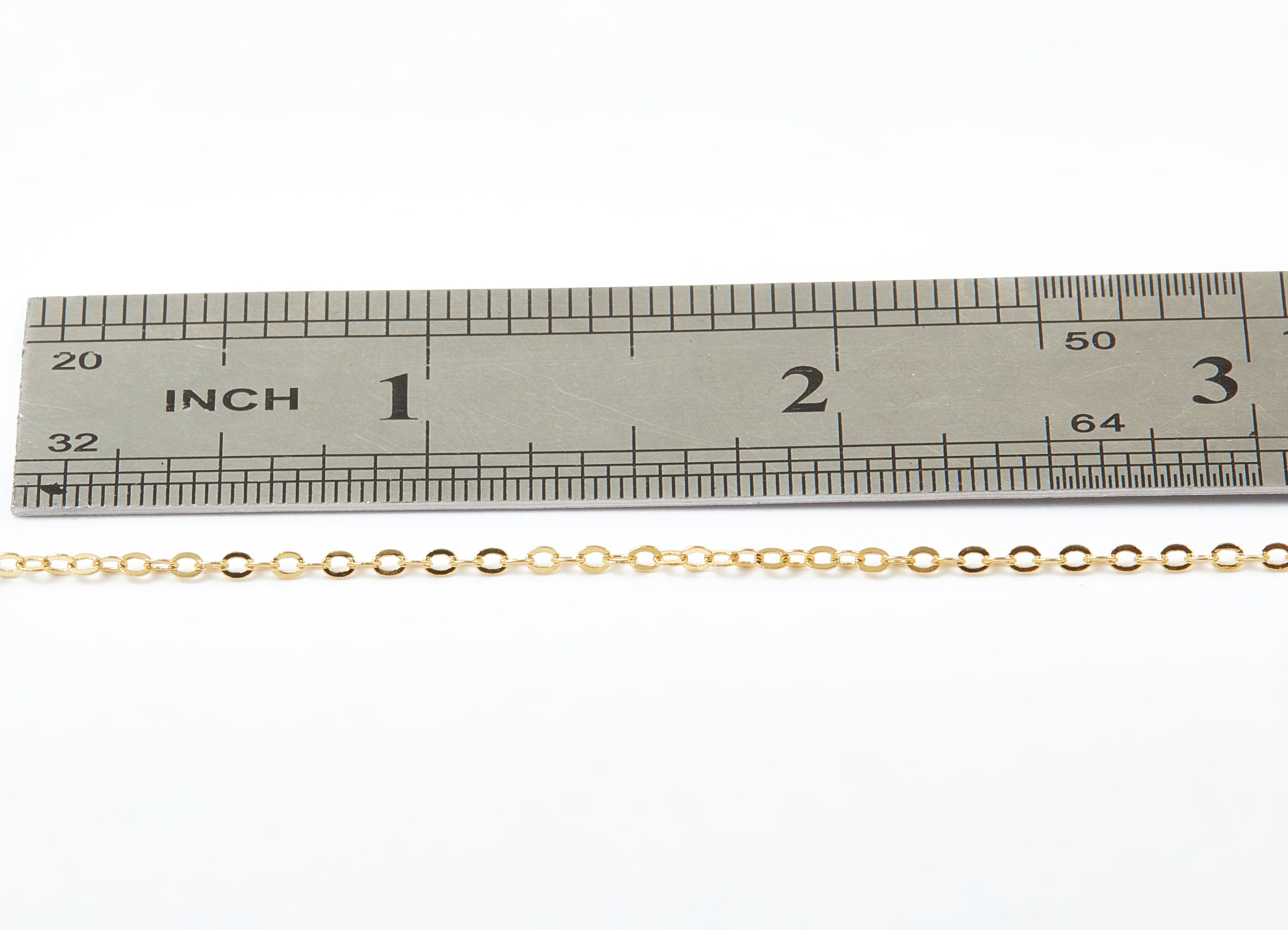 Flat Soldered Cable Chain - Brass Chain - 18k Real Gold Plated - Soldered Link Chain - 0.09&quot; x 0.07&quot; x 0.01&quot; -  Jewelry Making - RGP1025 - DOMEDBAZAAR