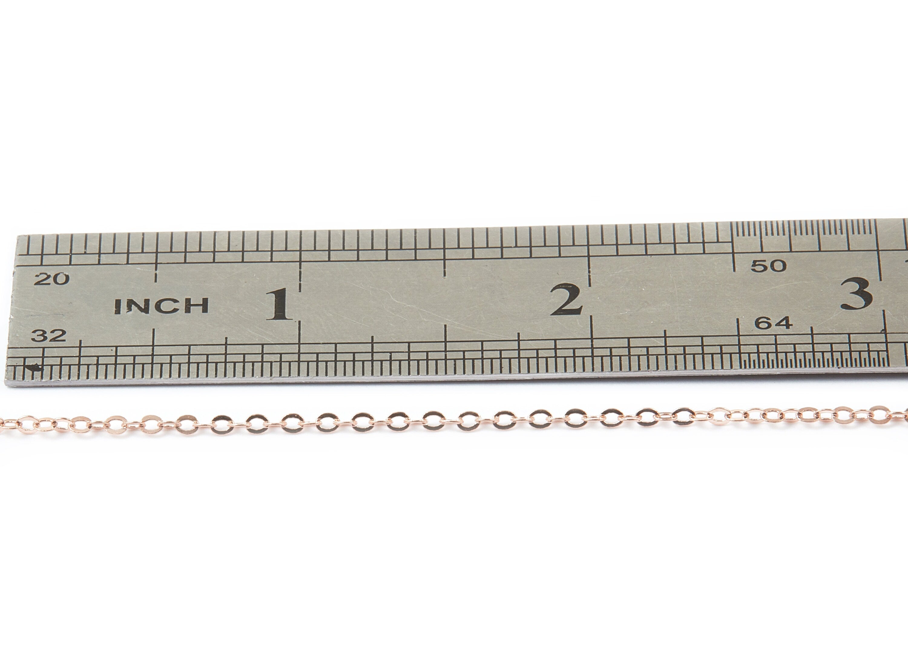 Flat Soldered Cable Chain - Brass Chain - 18k Real Gold Plated Rose Gold Color - Soldered Link Chain - 0.09&quot; x 0.07&quot; x 0.01&quot; - RGP1026 - DOMEDBAZAAR