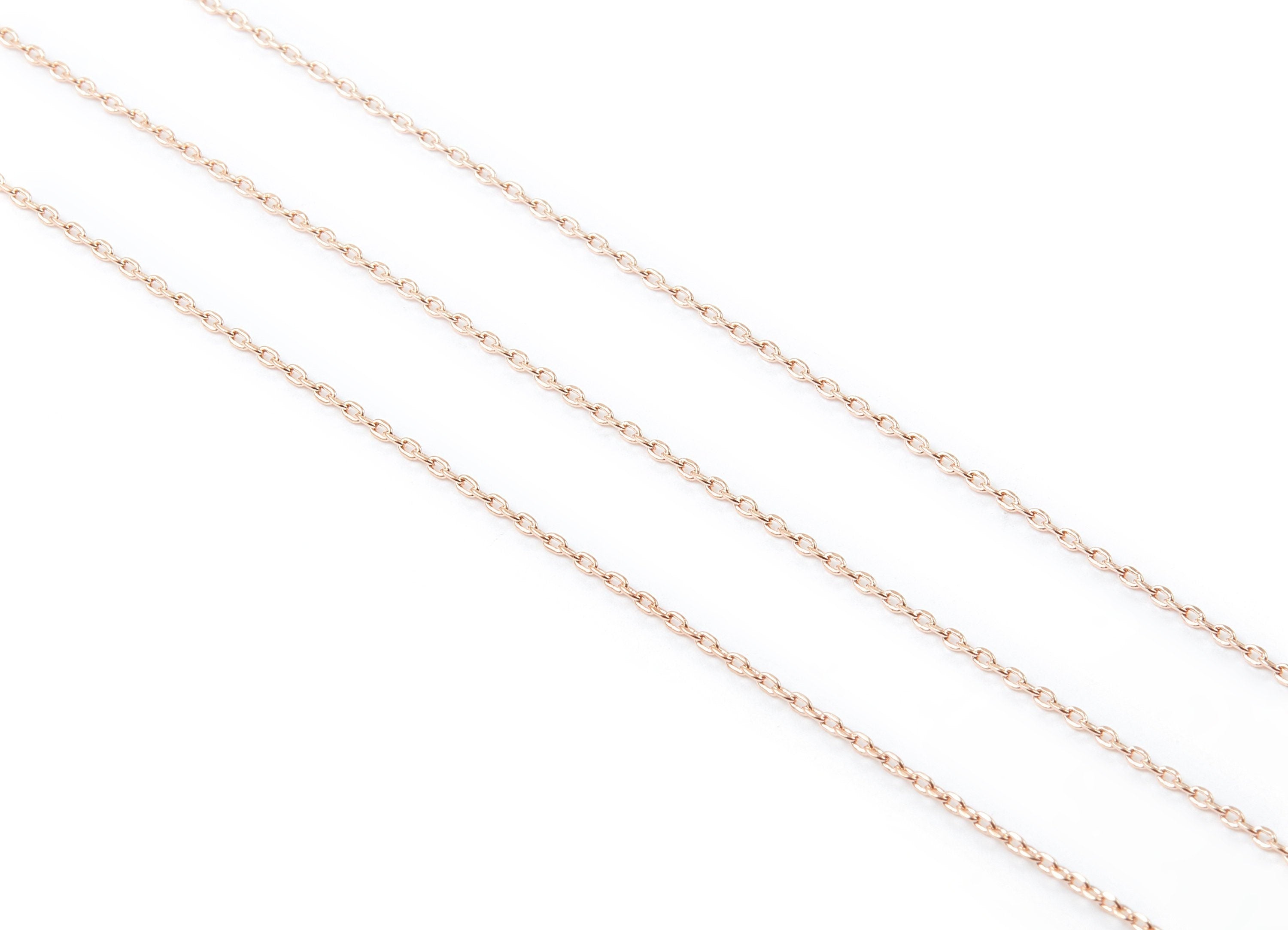 Faceted Soldered Flat Cable Chain - 18k Real Gold Plated Rose Gold  -  Solder Tiny Chain - 0.08&quot; x 0.05&quot; x 0.01&quot; - RGP1028 - DOMEDBAZAAR